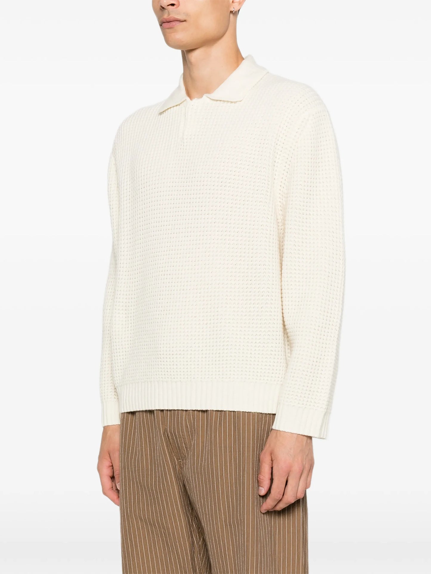 waffle-knit buttoned sweater