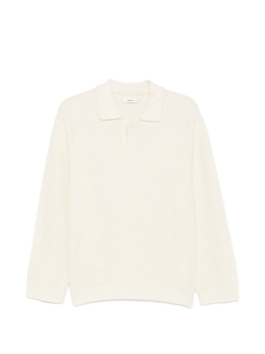 waffle-knit buttoned sweater