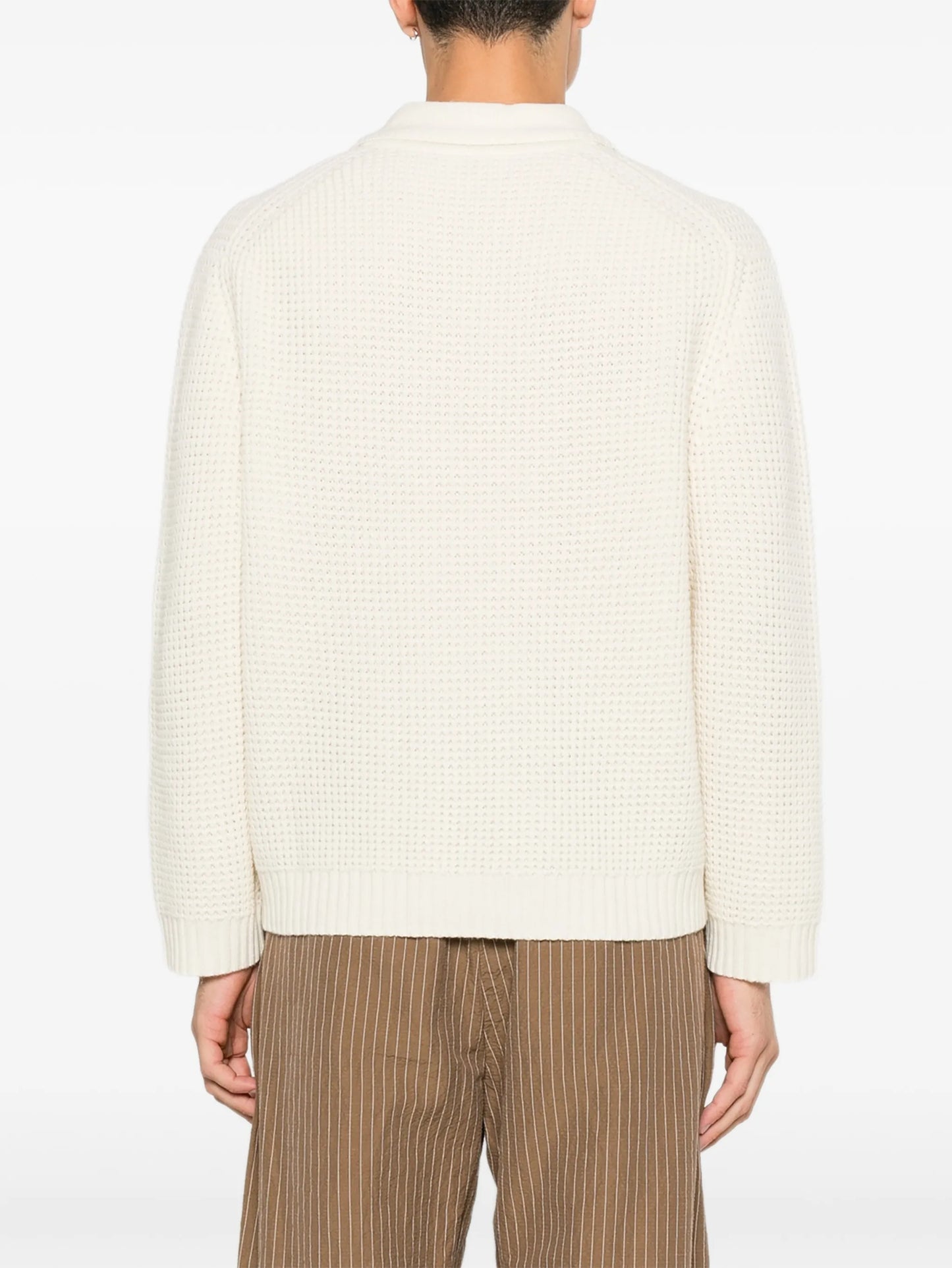 waffle-knit buttoned sweater