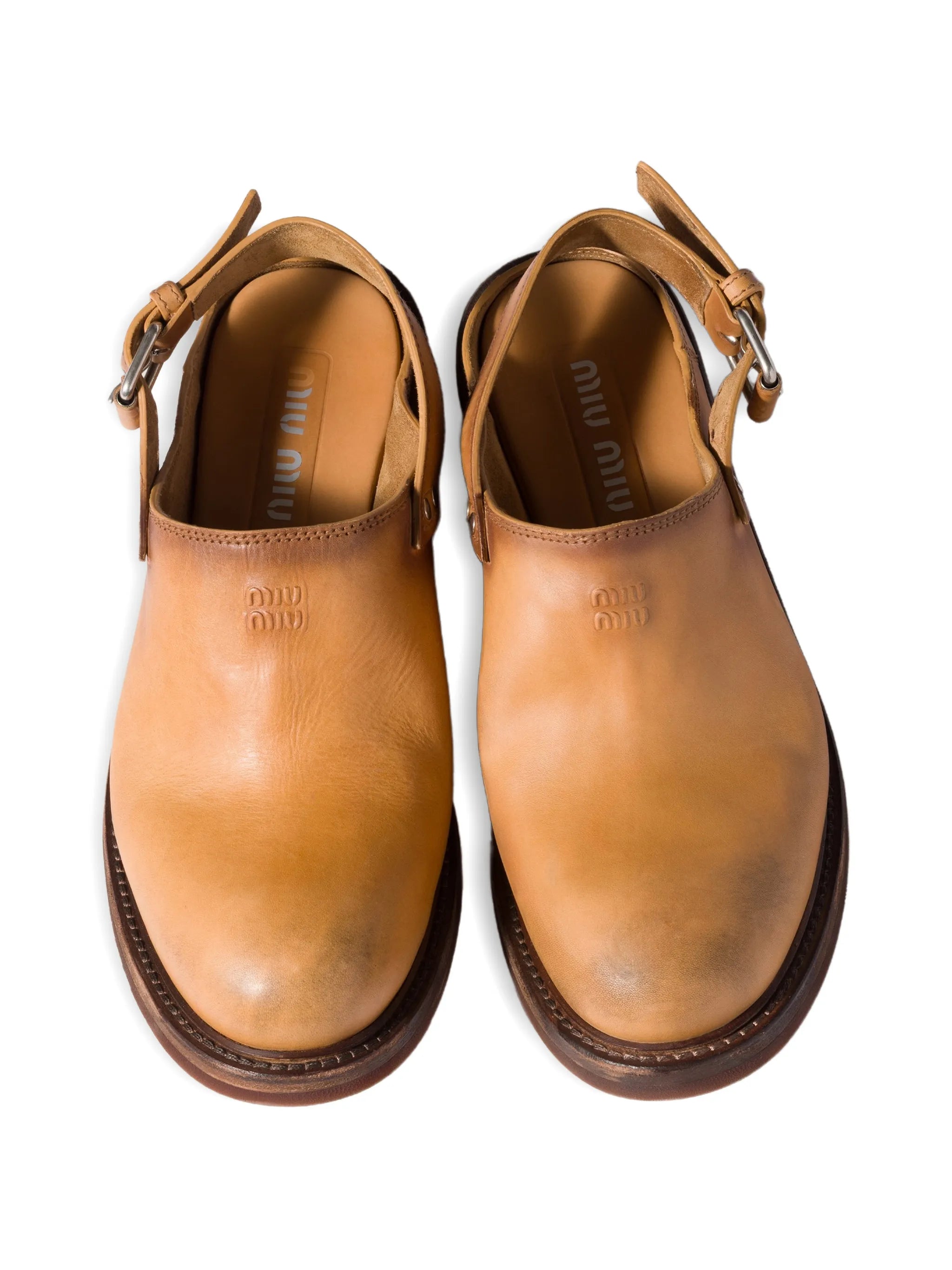buckle-fastening slingback mules