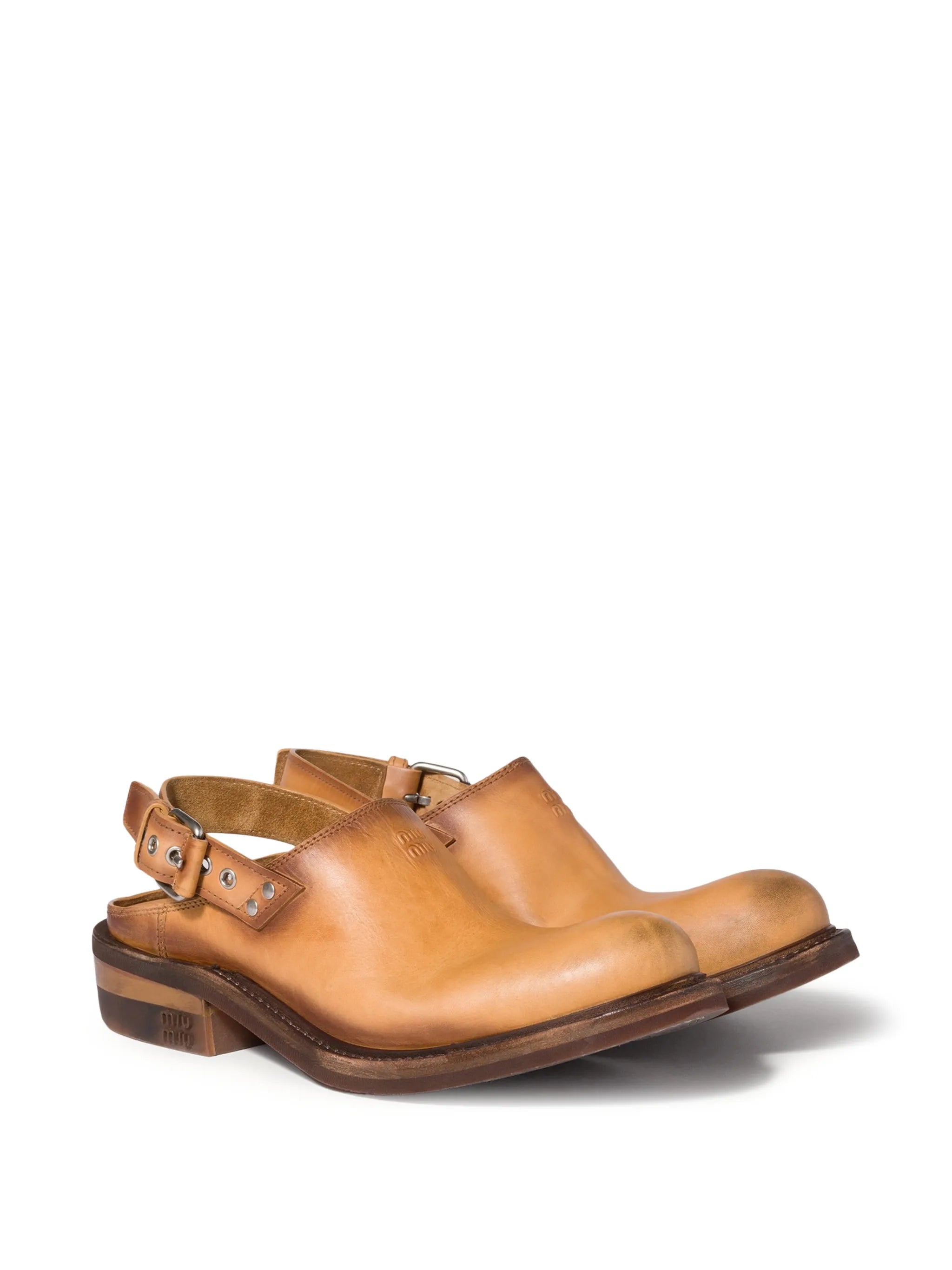 buckle-fastening slingback mules