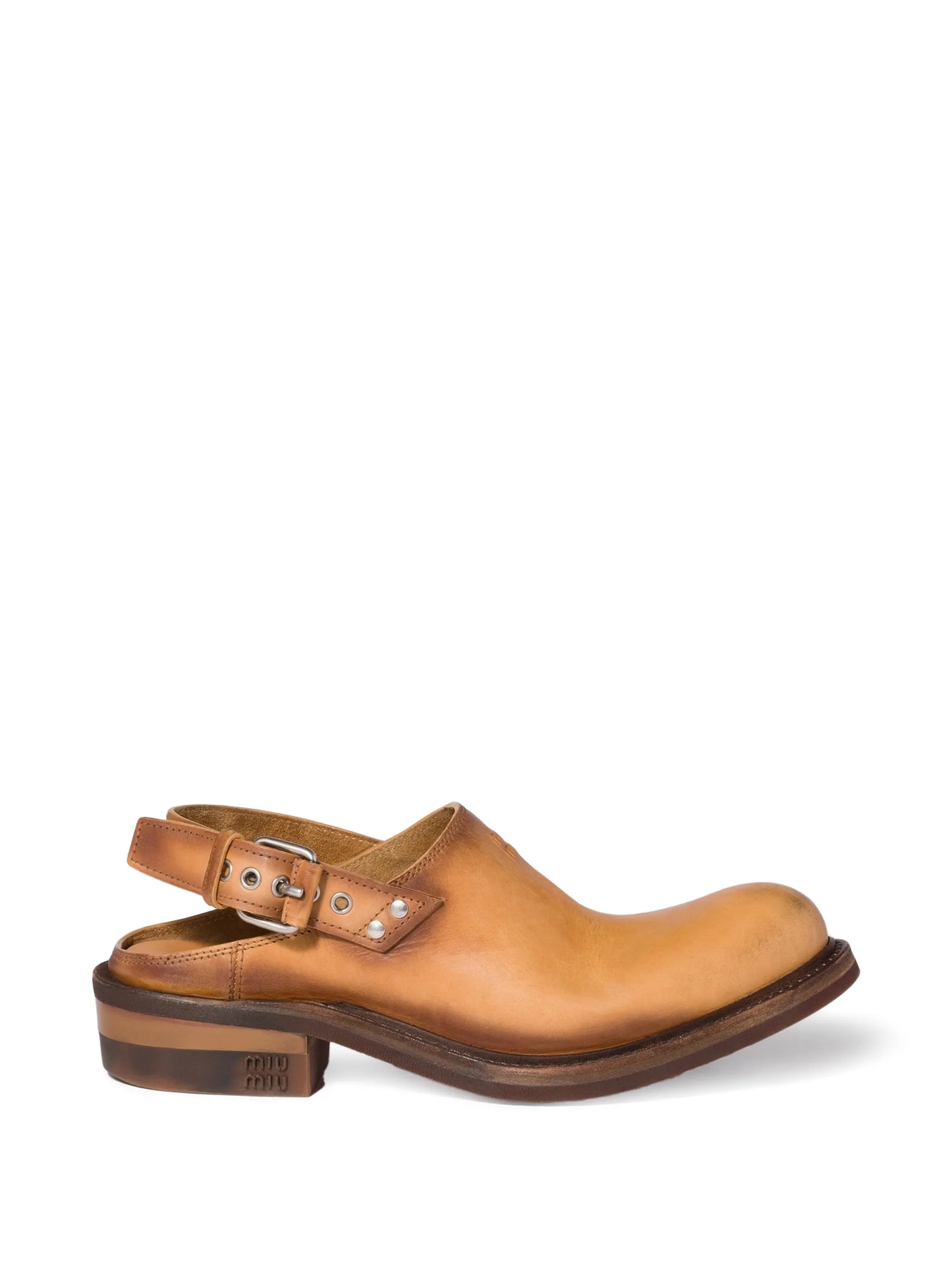 buckle-fastening slingback mules