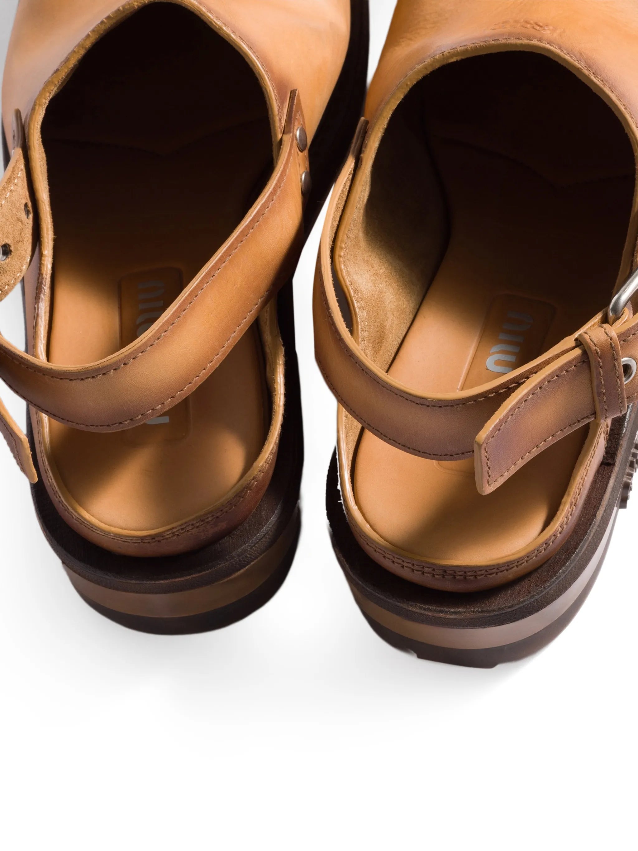 buckle-fastening slingback mules
