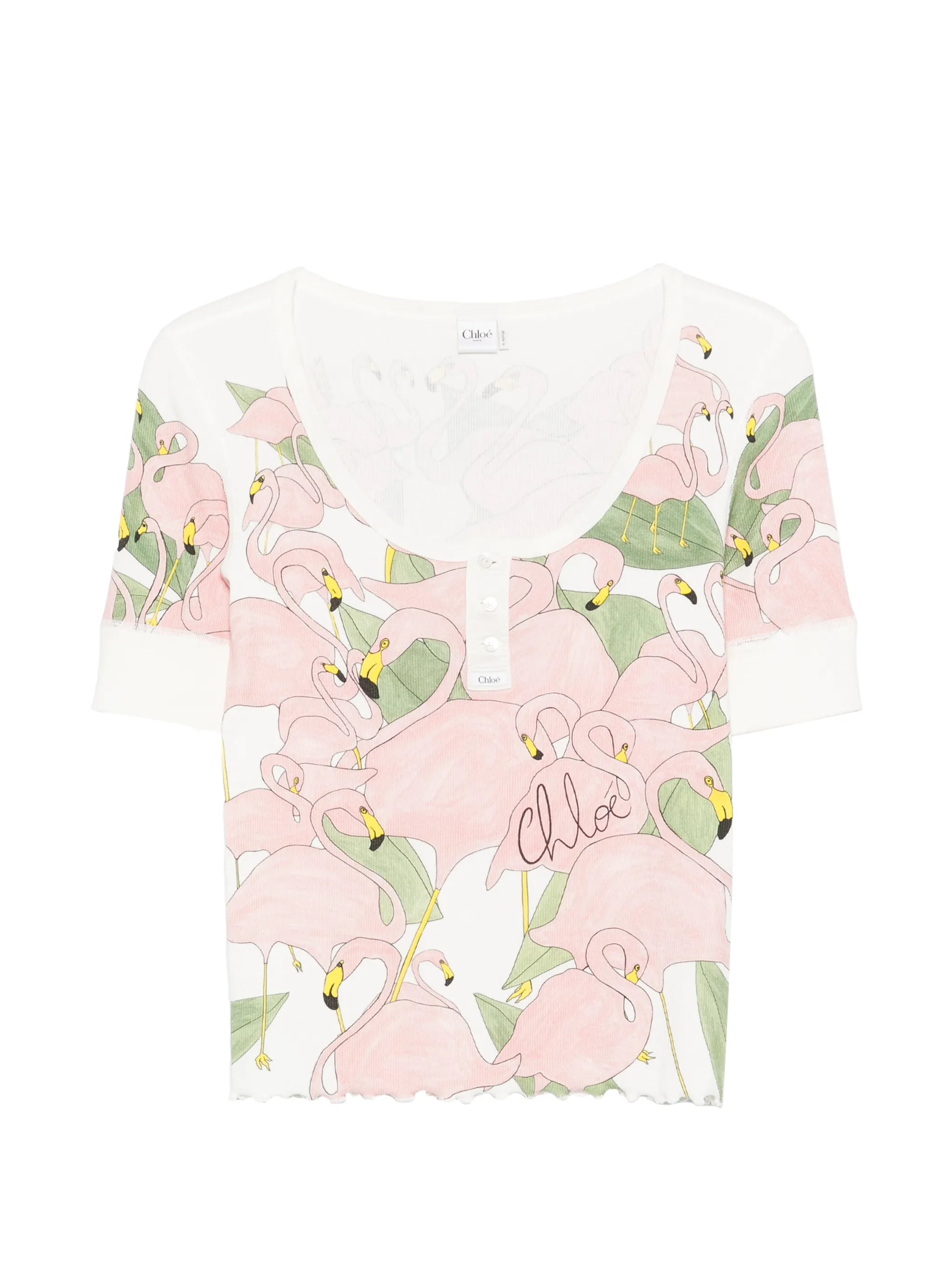 flamingo-print T-shirt