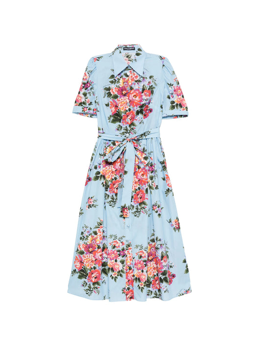 floral-print belted midi dress