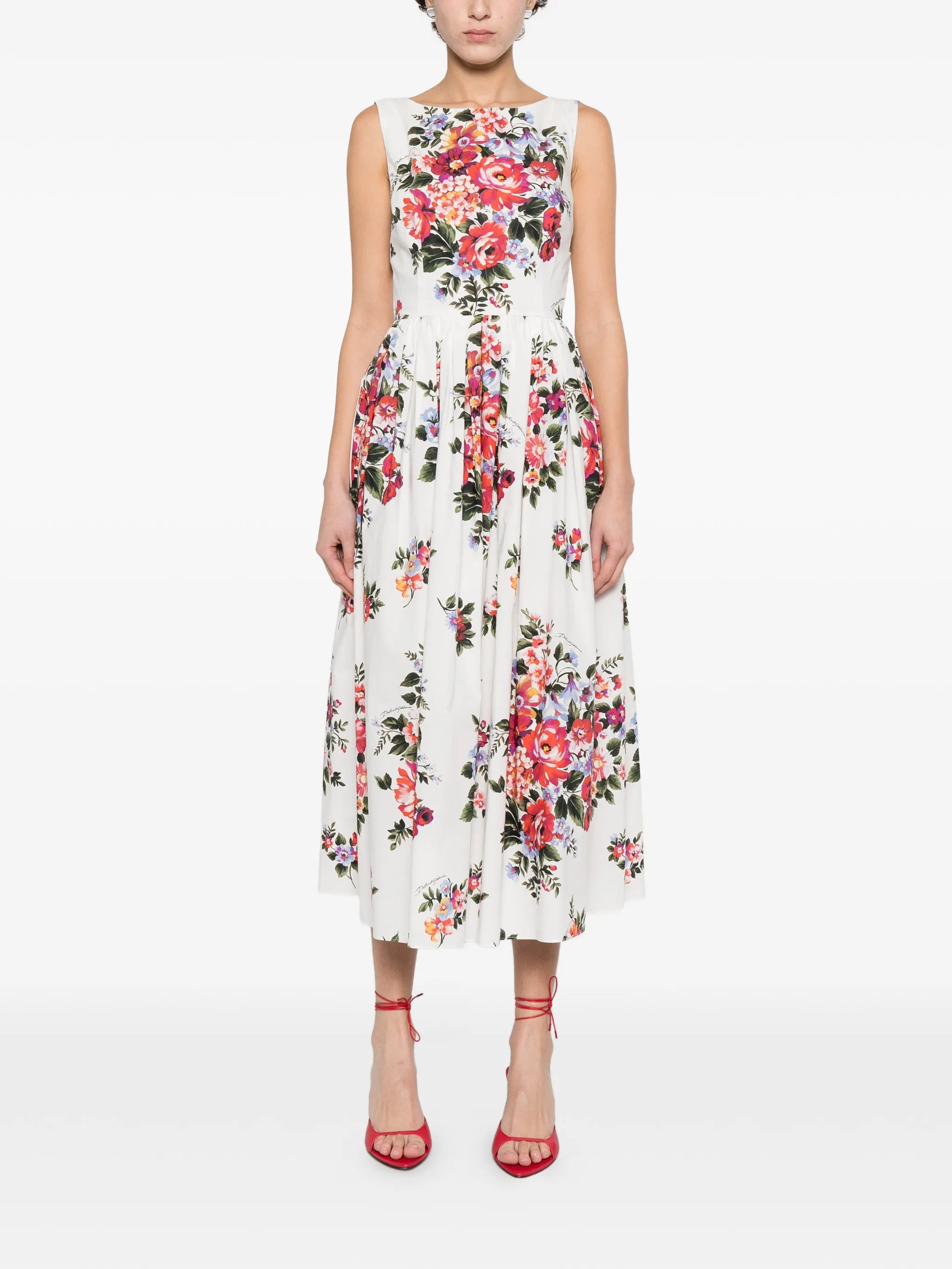 flower bouquet-print cotton dress