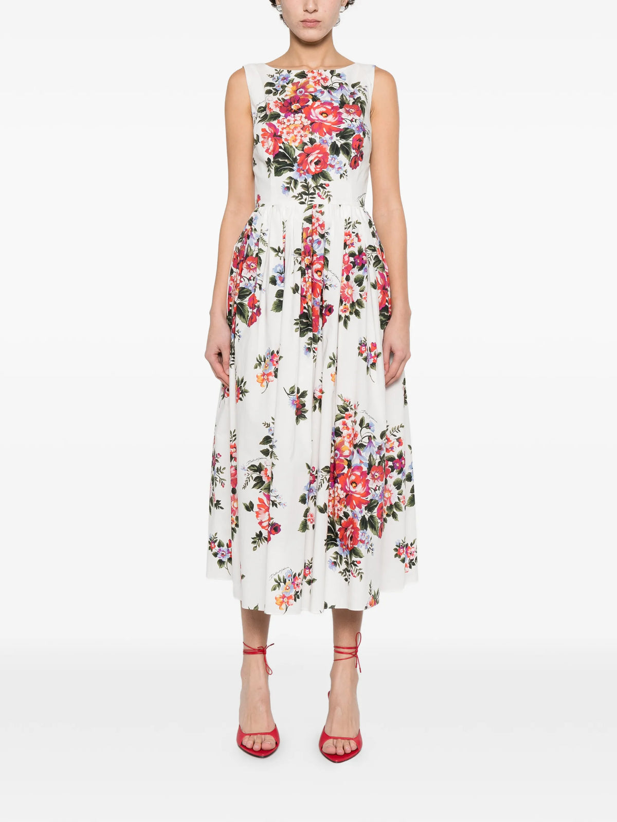 flower bouquet-print cotton dress