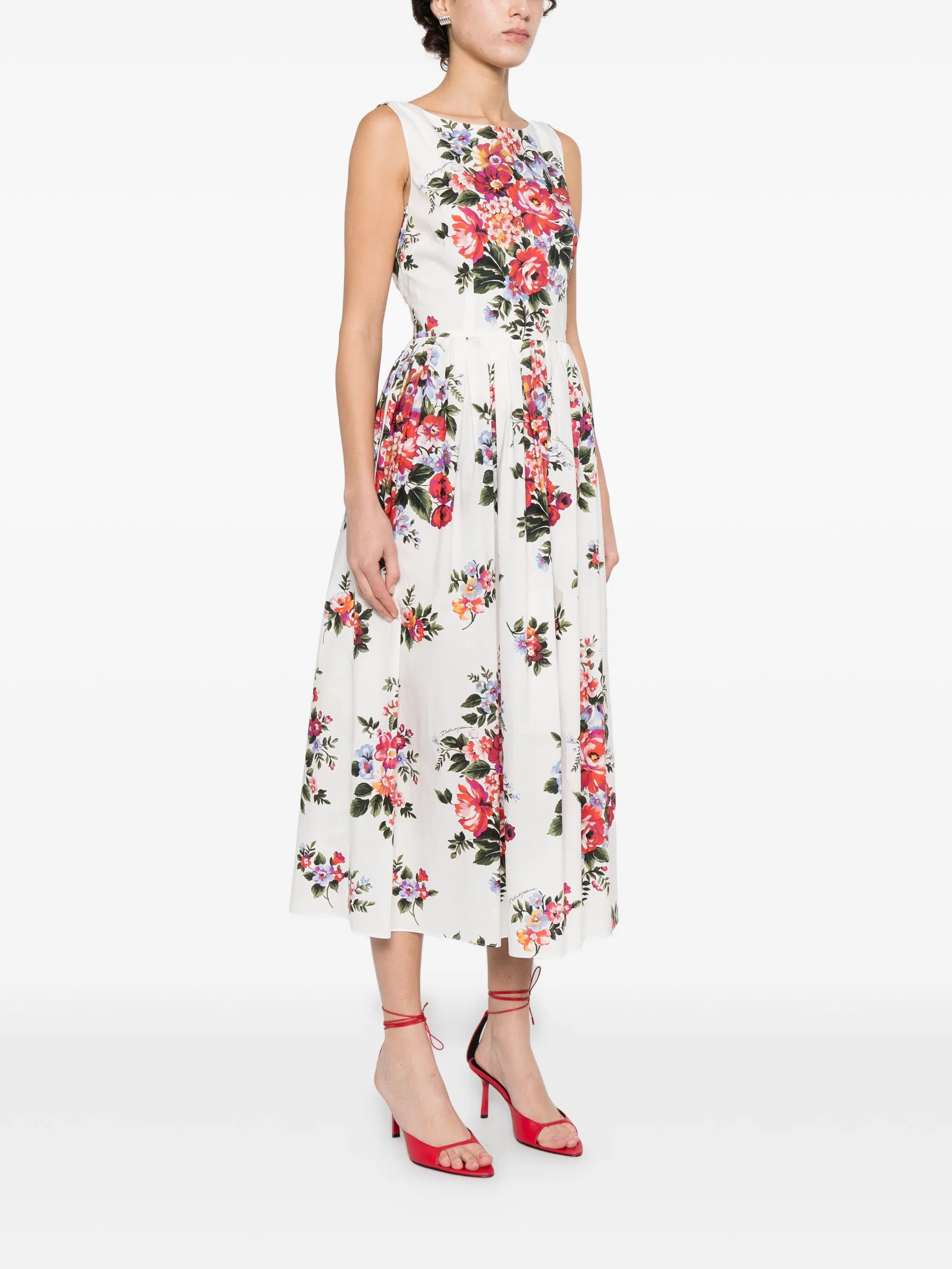 flower bouquet-print cotton dress