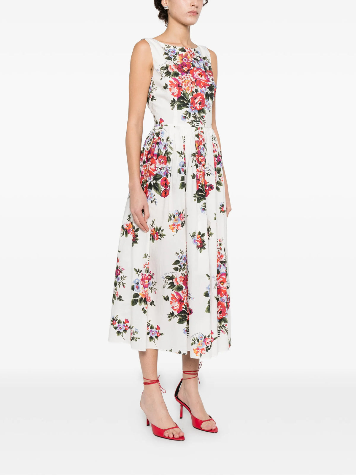 flower bouquet-print cotton dress