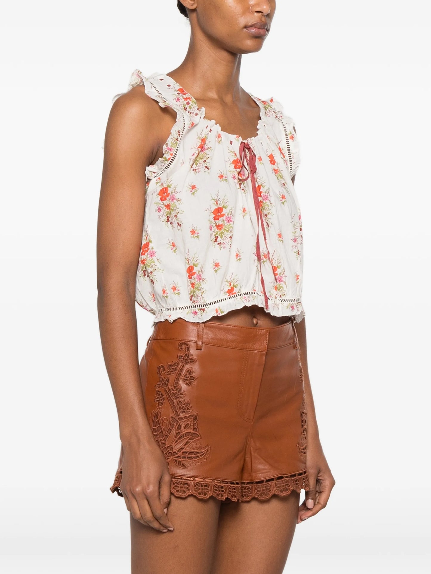 floral-print blouse