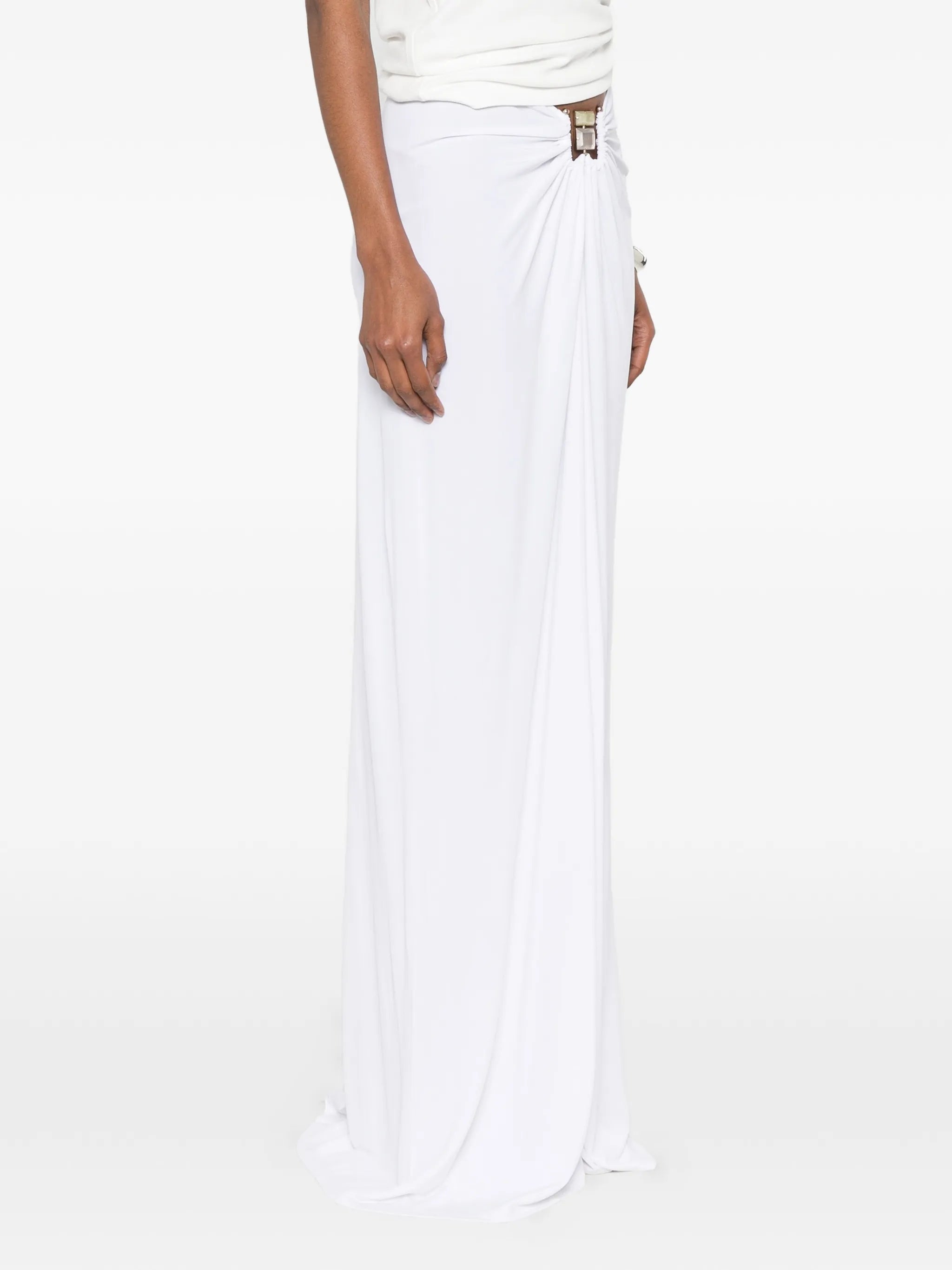 Bezel Quartz ruched maxi skirt