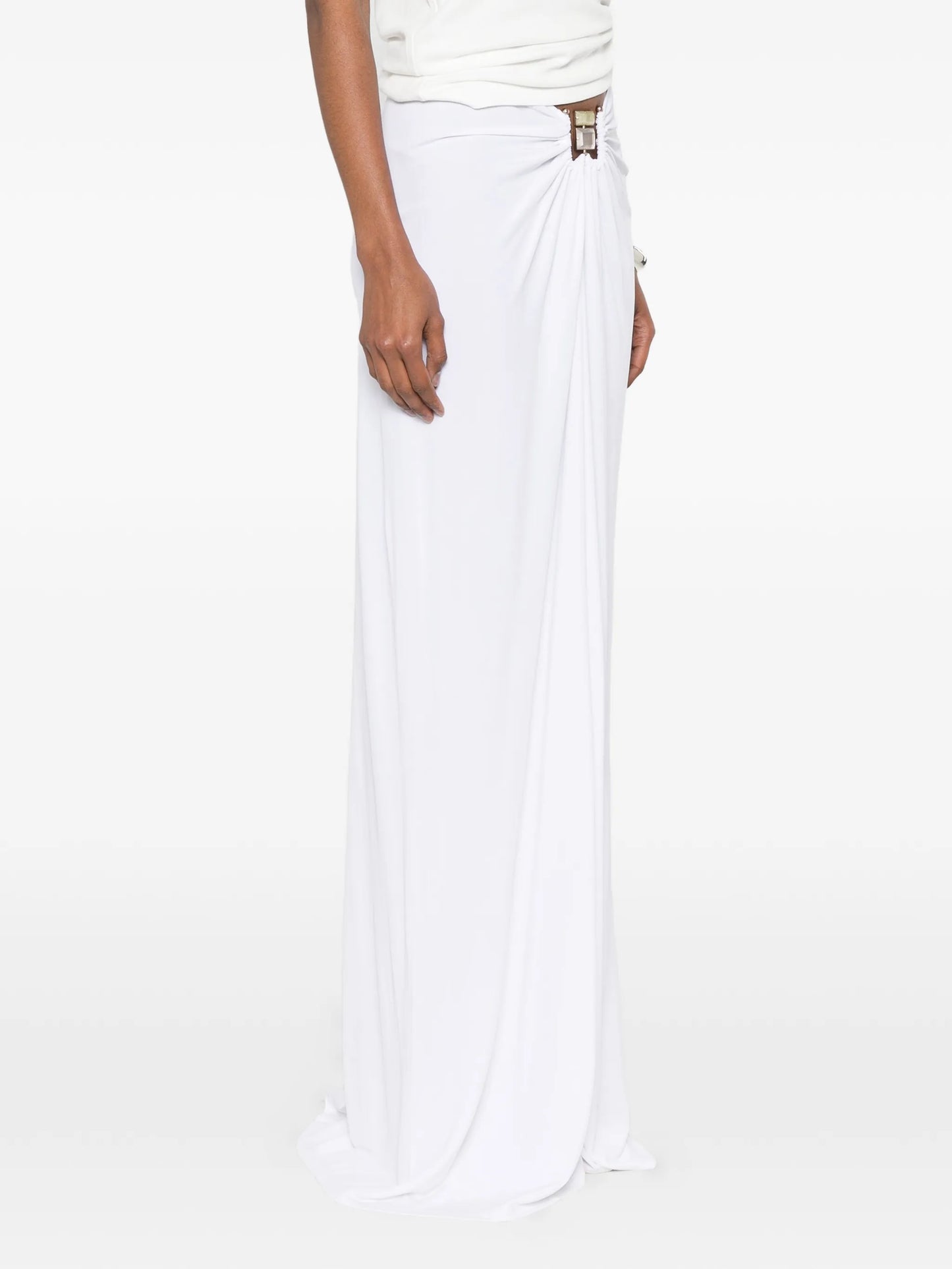 Bezel Quartz ruched maxi skirt