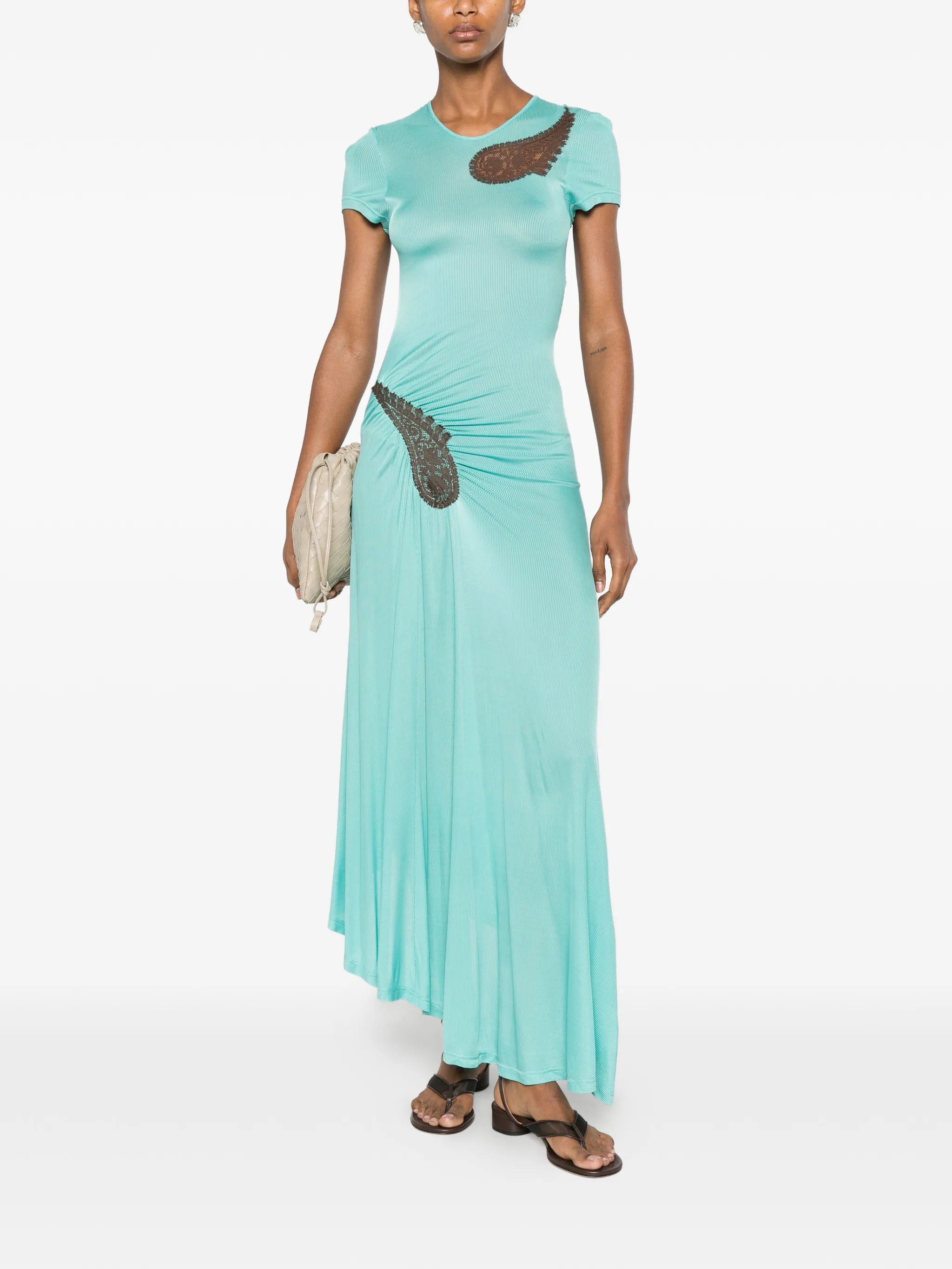 paisley-lace ribbed dress