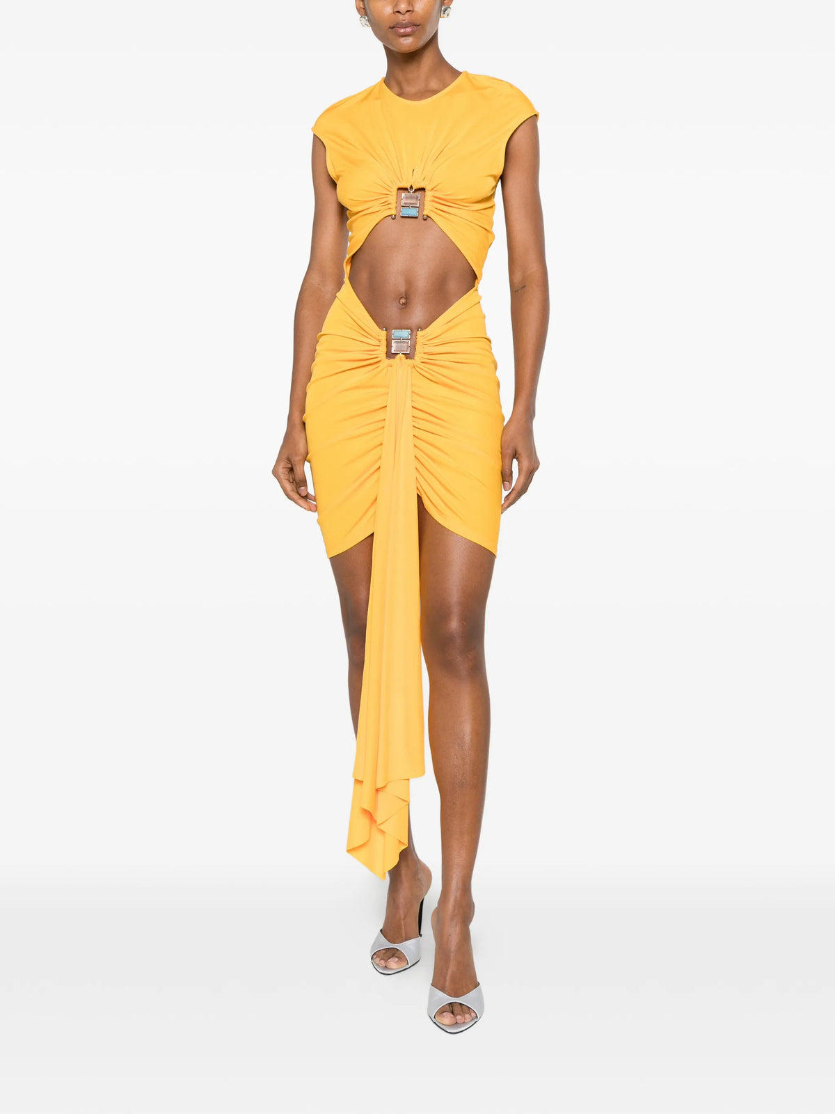 Bezel Quartz disconnect short sleeve mini dress