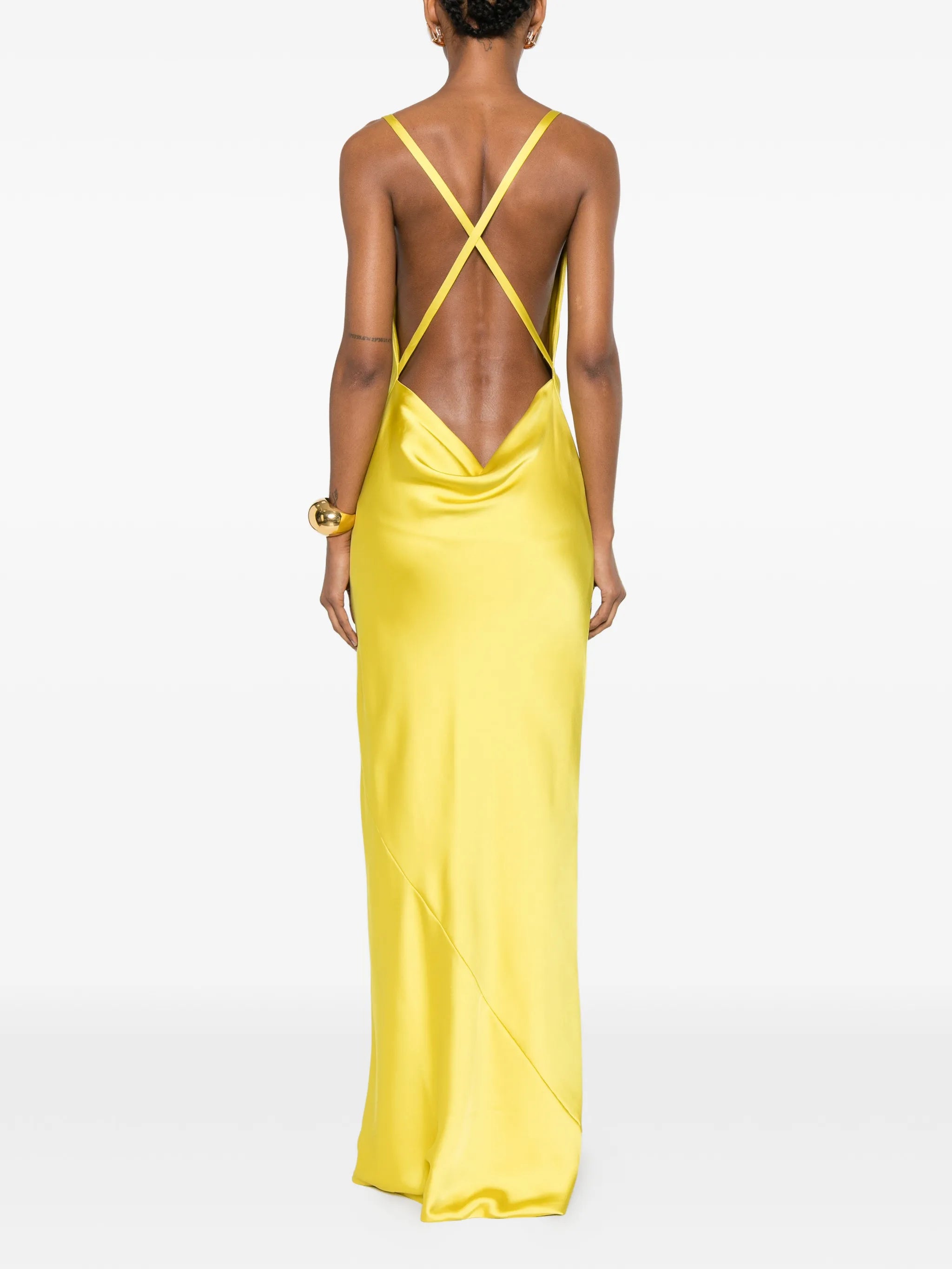 cross back Bias gown
