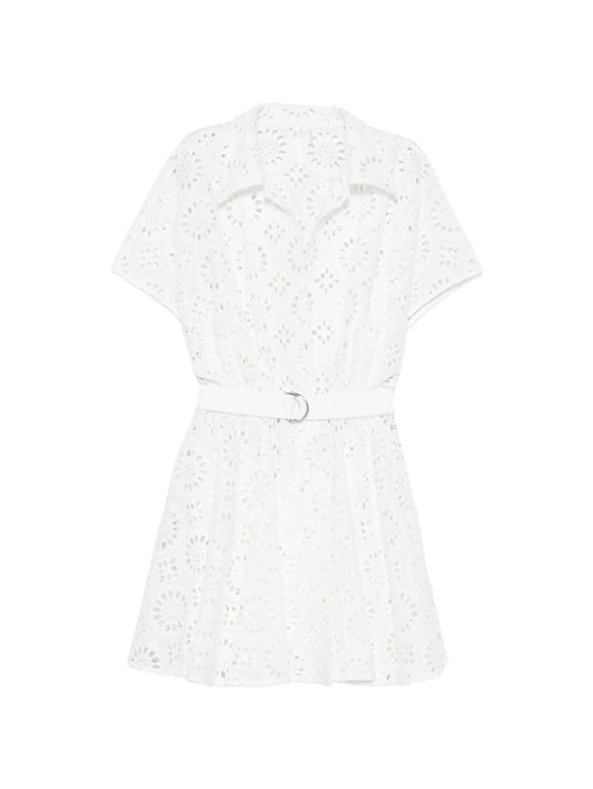 broderie-anglaise belted dress