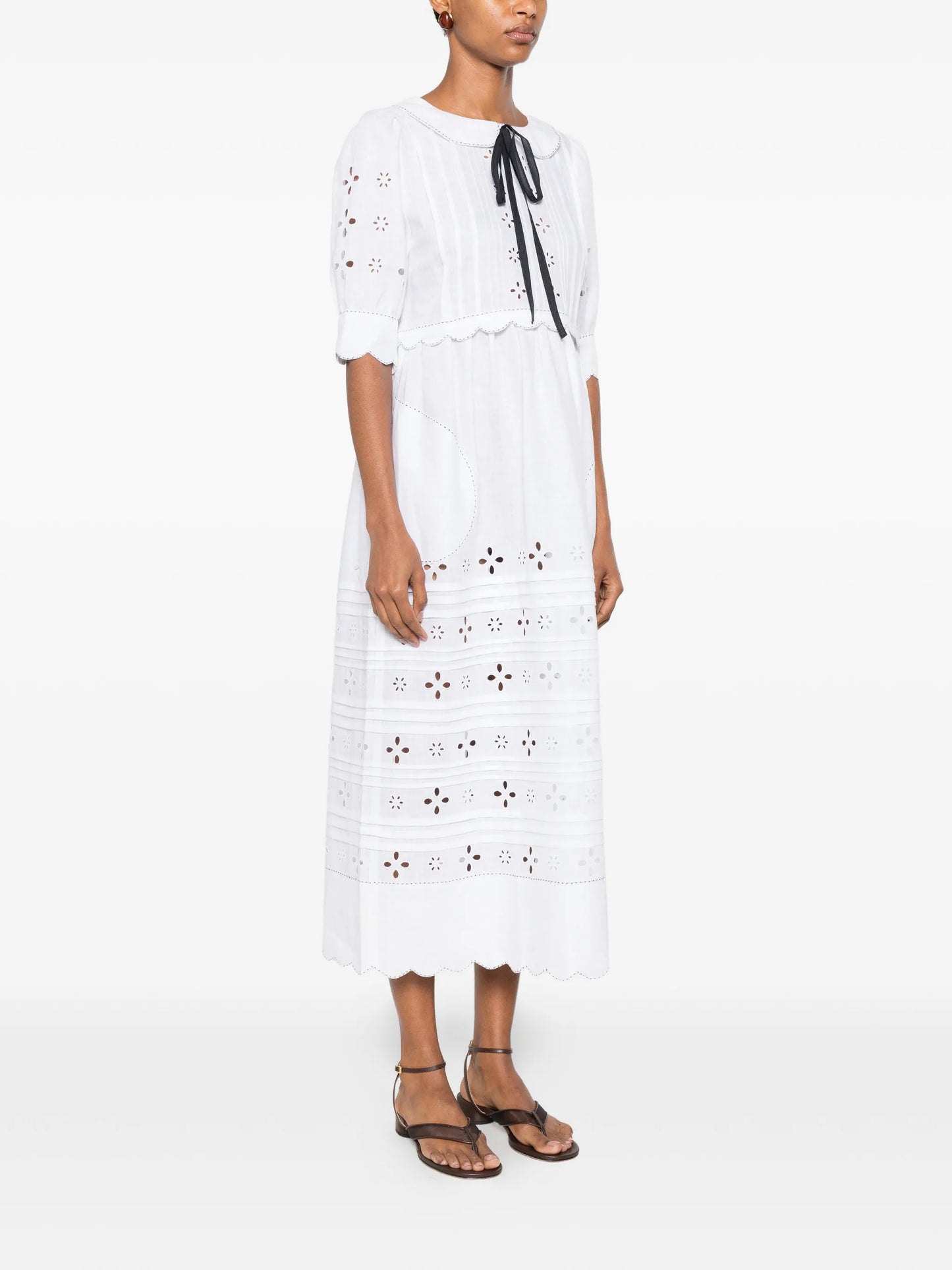 Bari broderie-anglaise midi dress