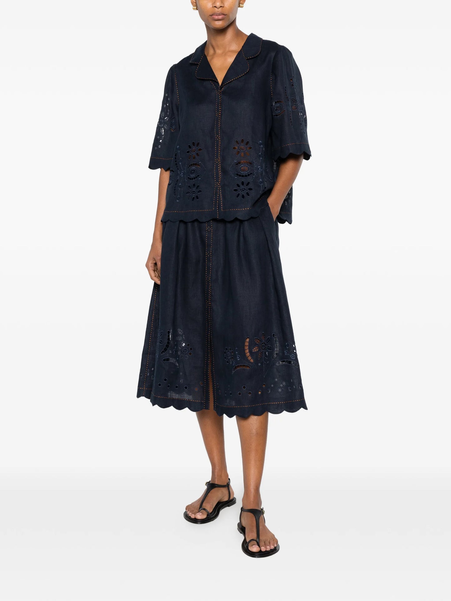 Balthazar broderie-anglaise midi skirt