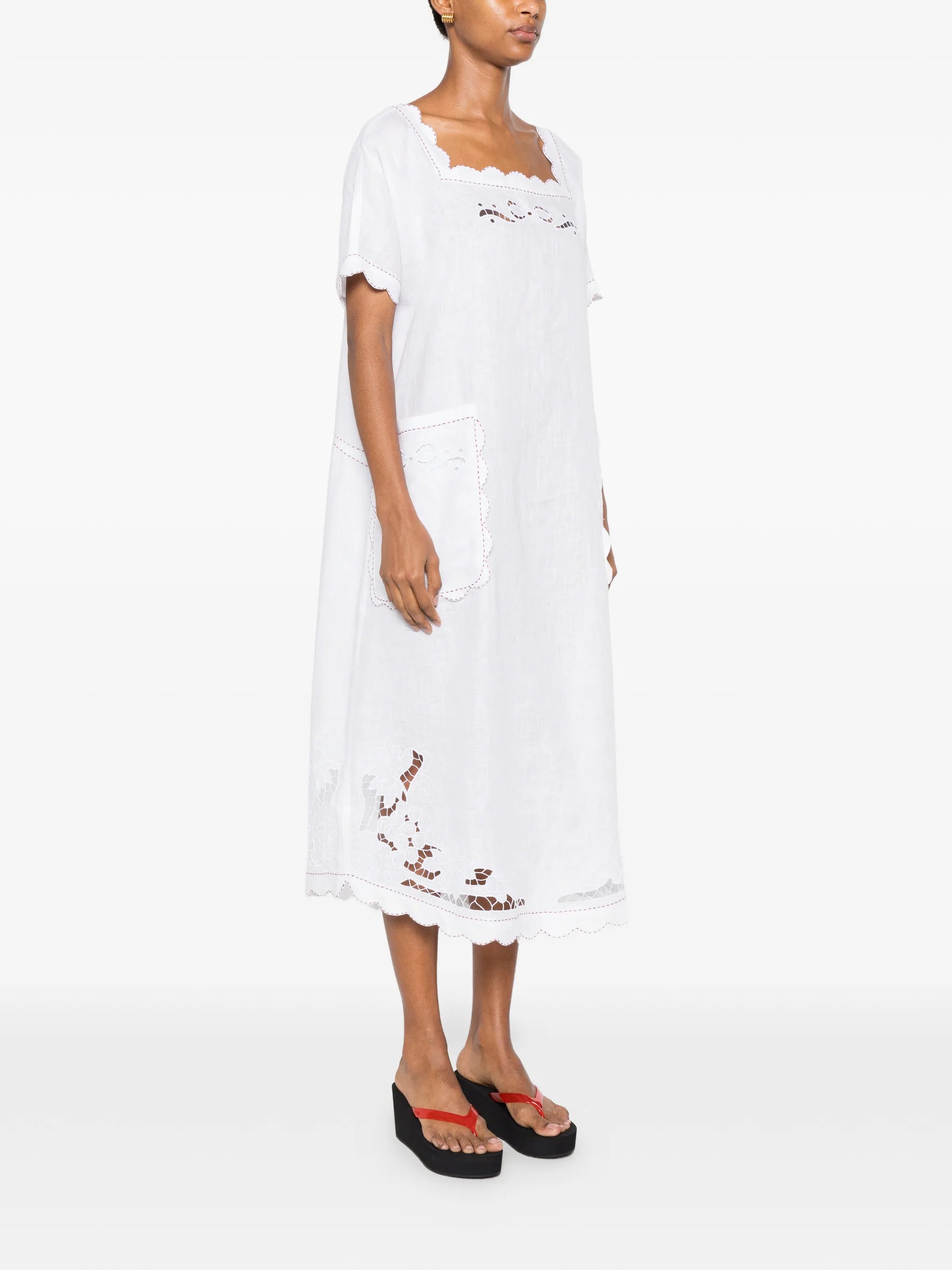Formentera scalloped-edge midi dress