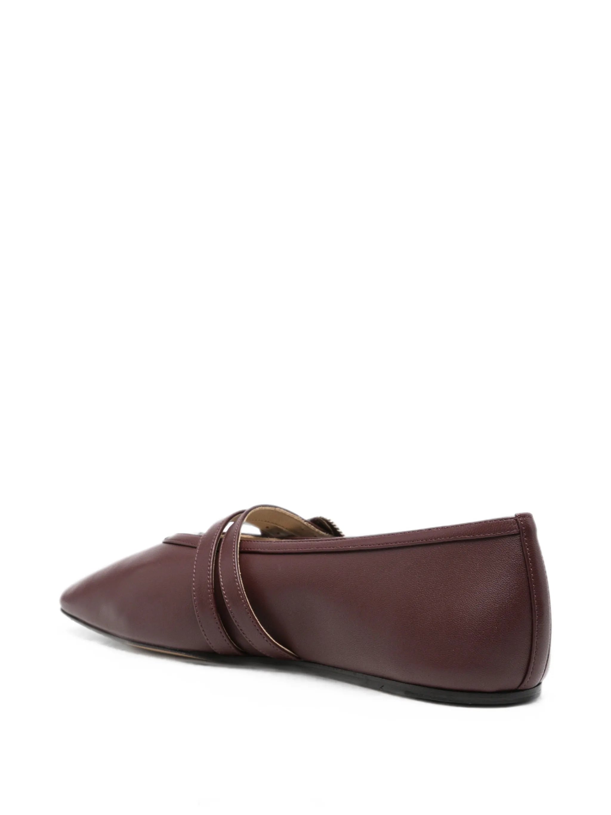 Claudia buckled leather ballet flats