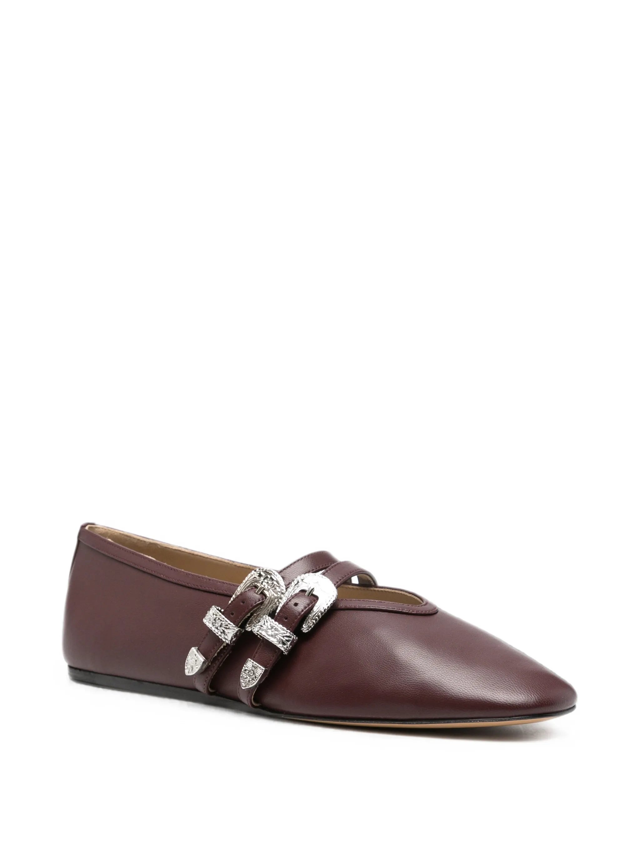 Claudia buckled leather ballet flats