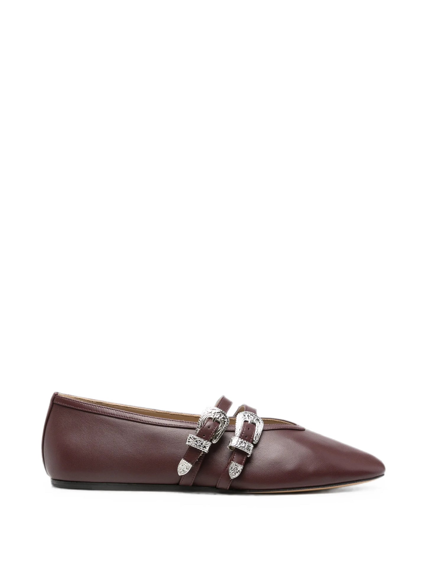 Claudia buckled leather ballet flats