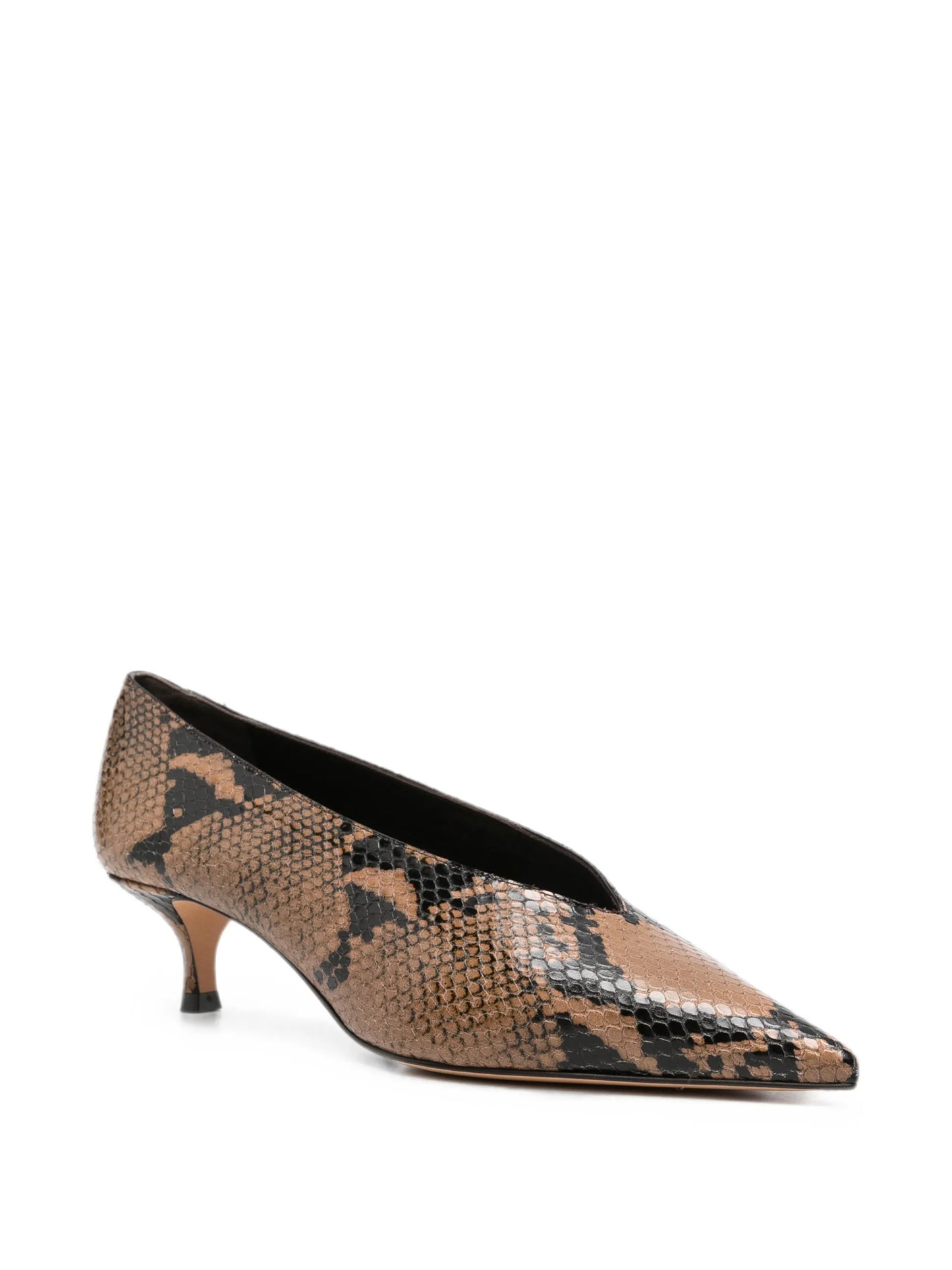 Babouche snake-effect heeled pumps