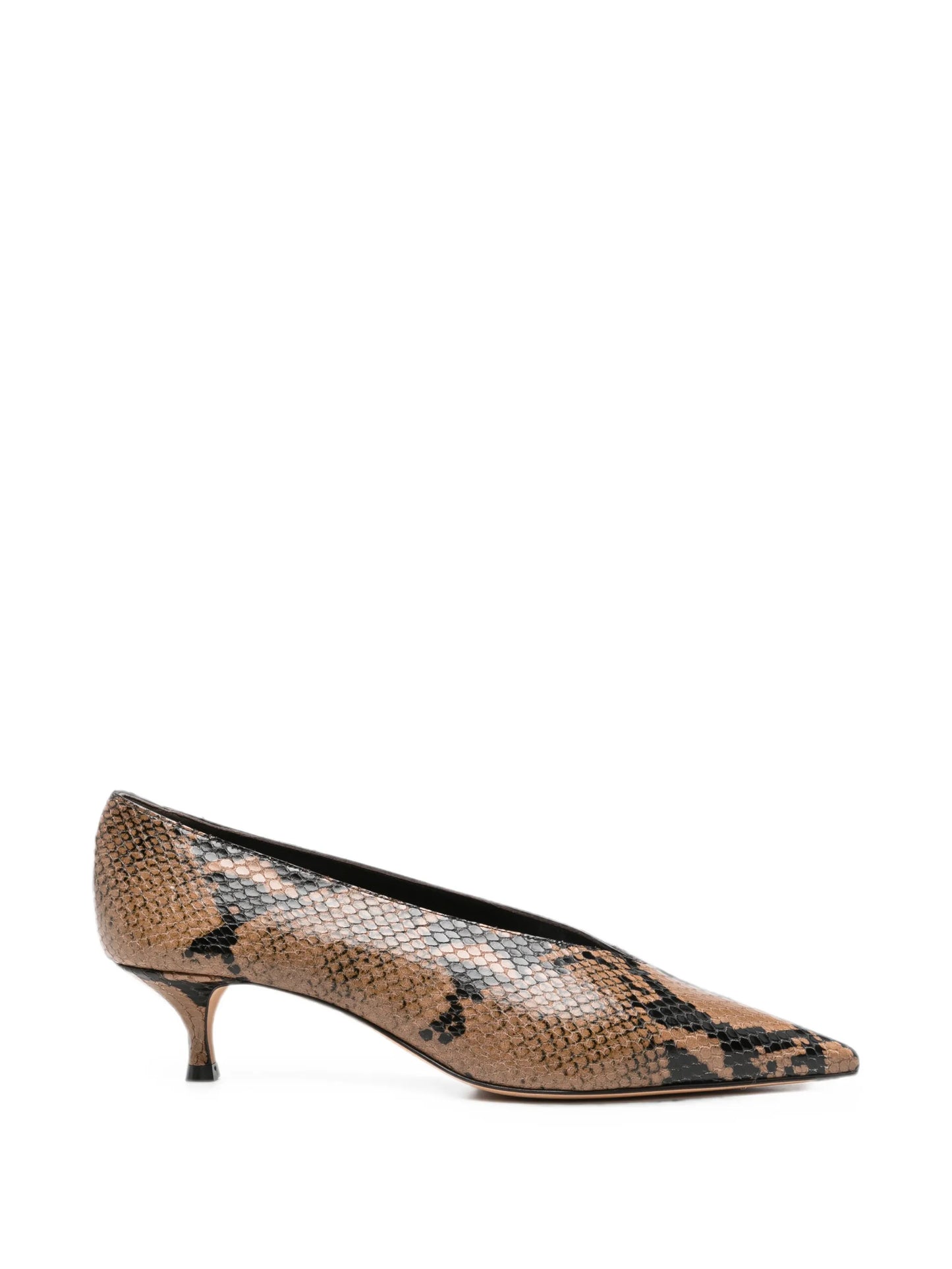 Babouche snake-effect heeled pumps