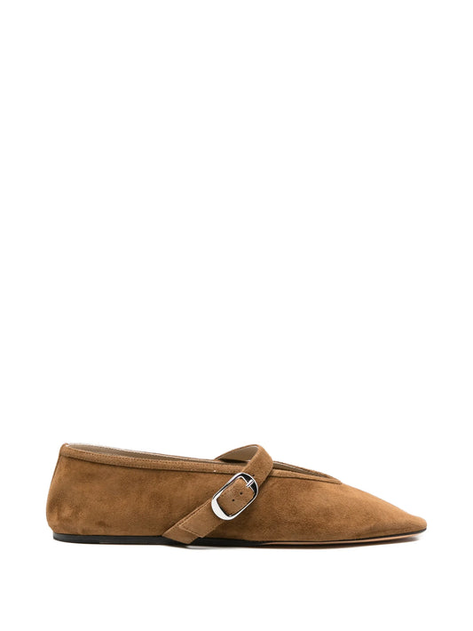 Stella buckle-strap suede ballet flats