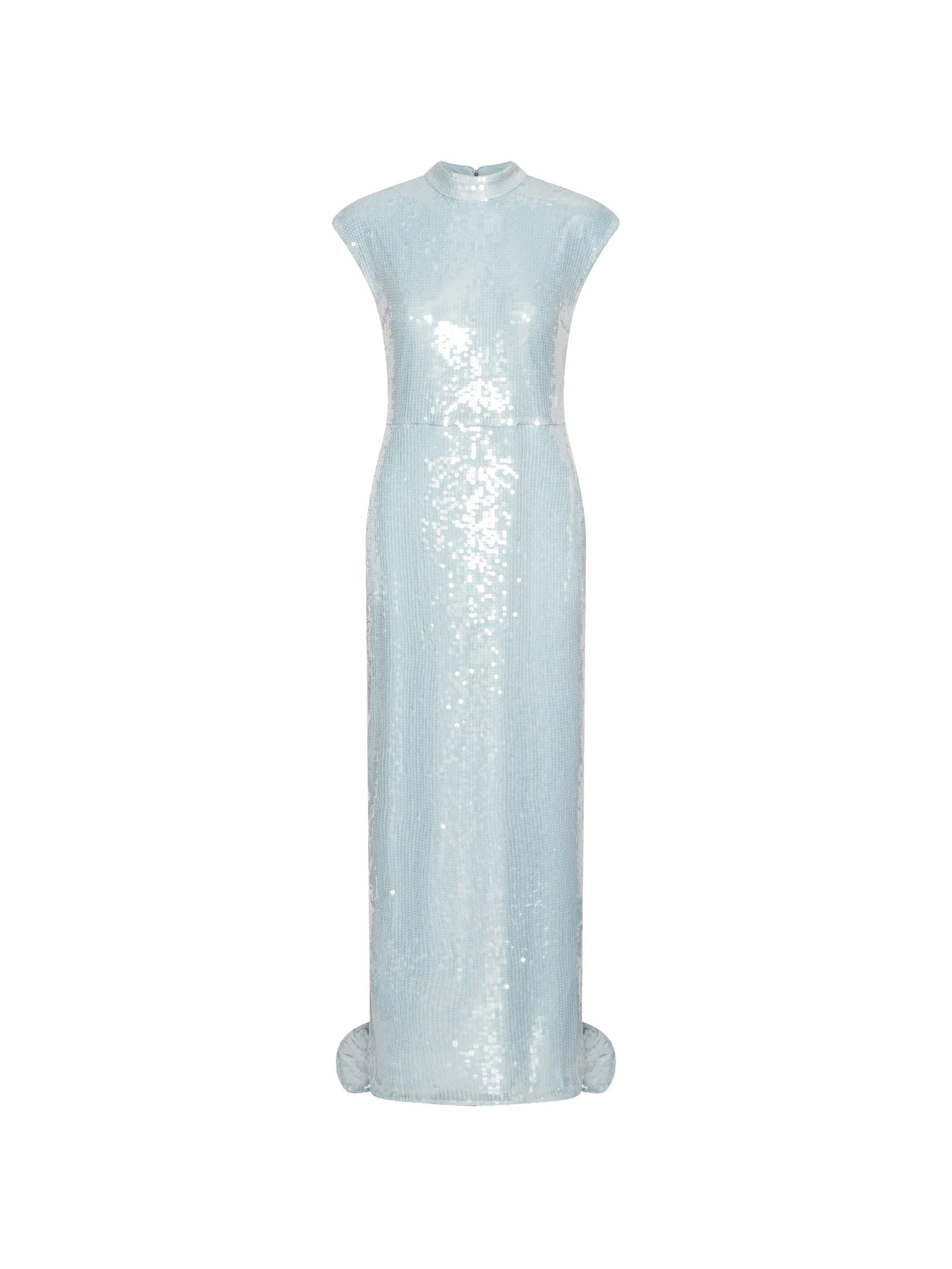 sequin cap-sleeve maxi dress