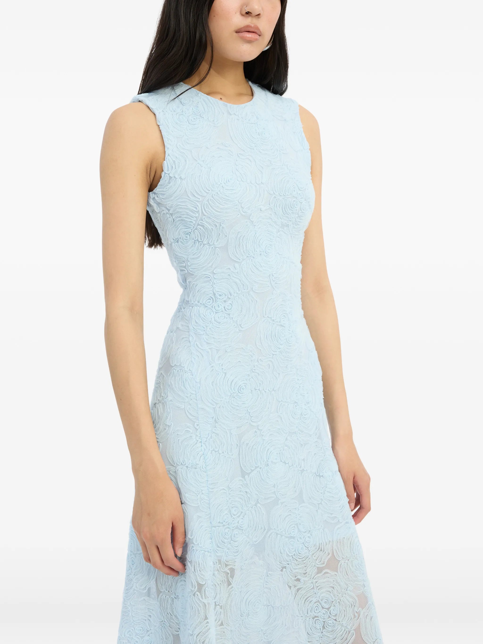 floral-mesh maxi dress