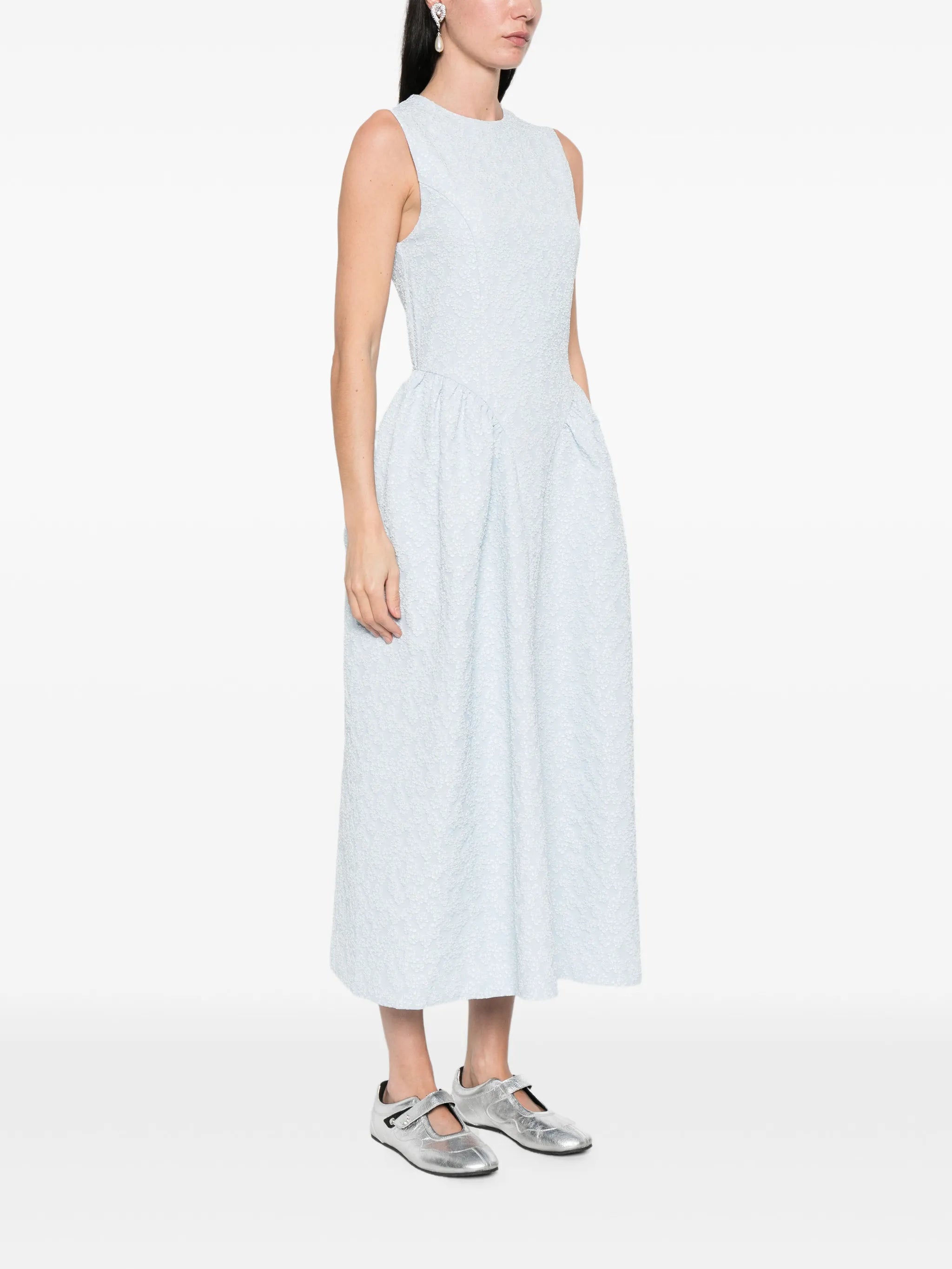 jacquard crew-neck midi dress