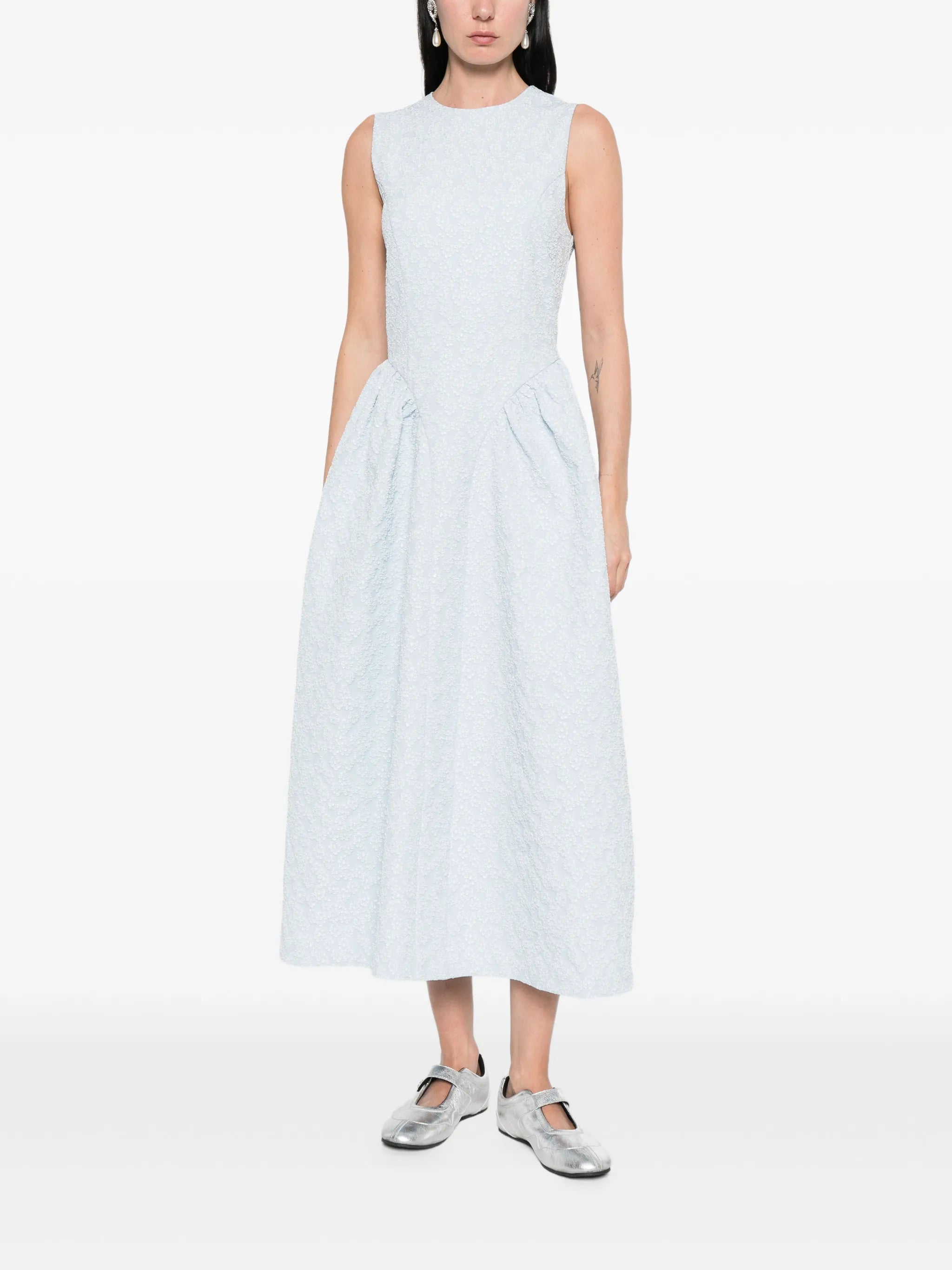 jacquard crew-neck midi dress
