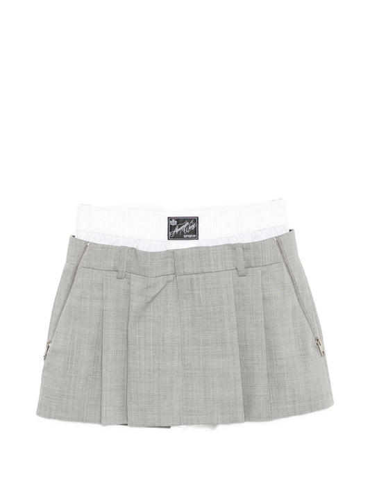 pleated zip-detail skort