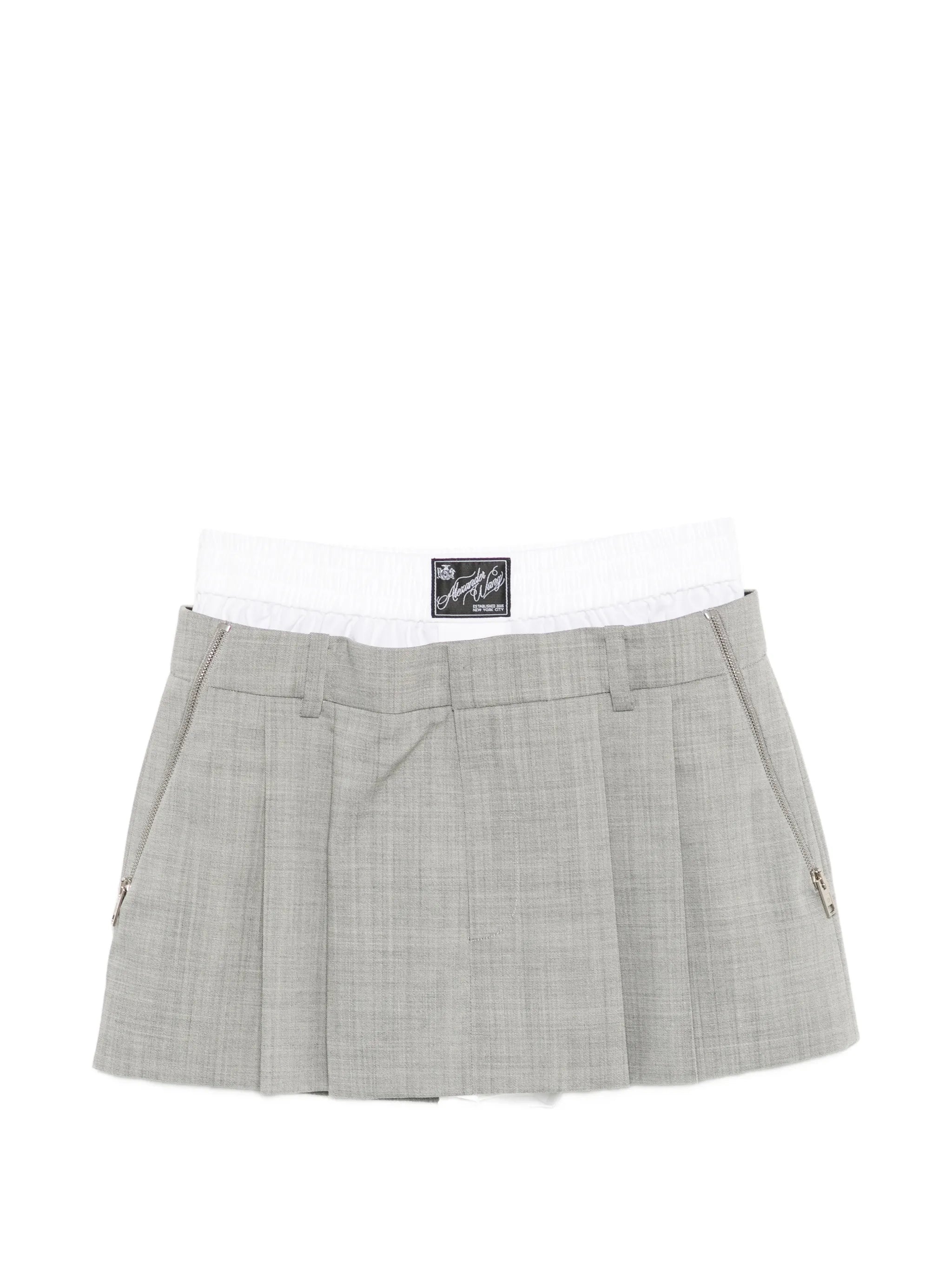 pleated layered-waist mini skirt
