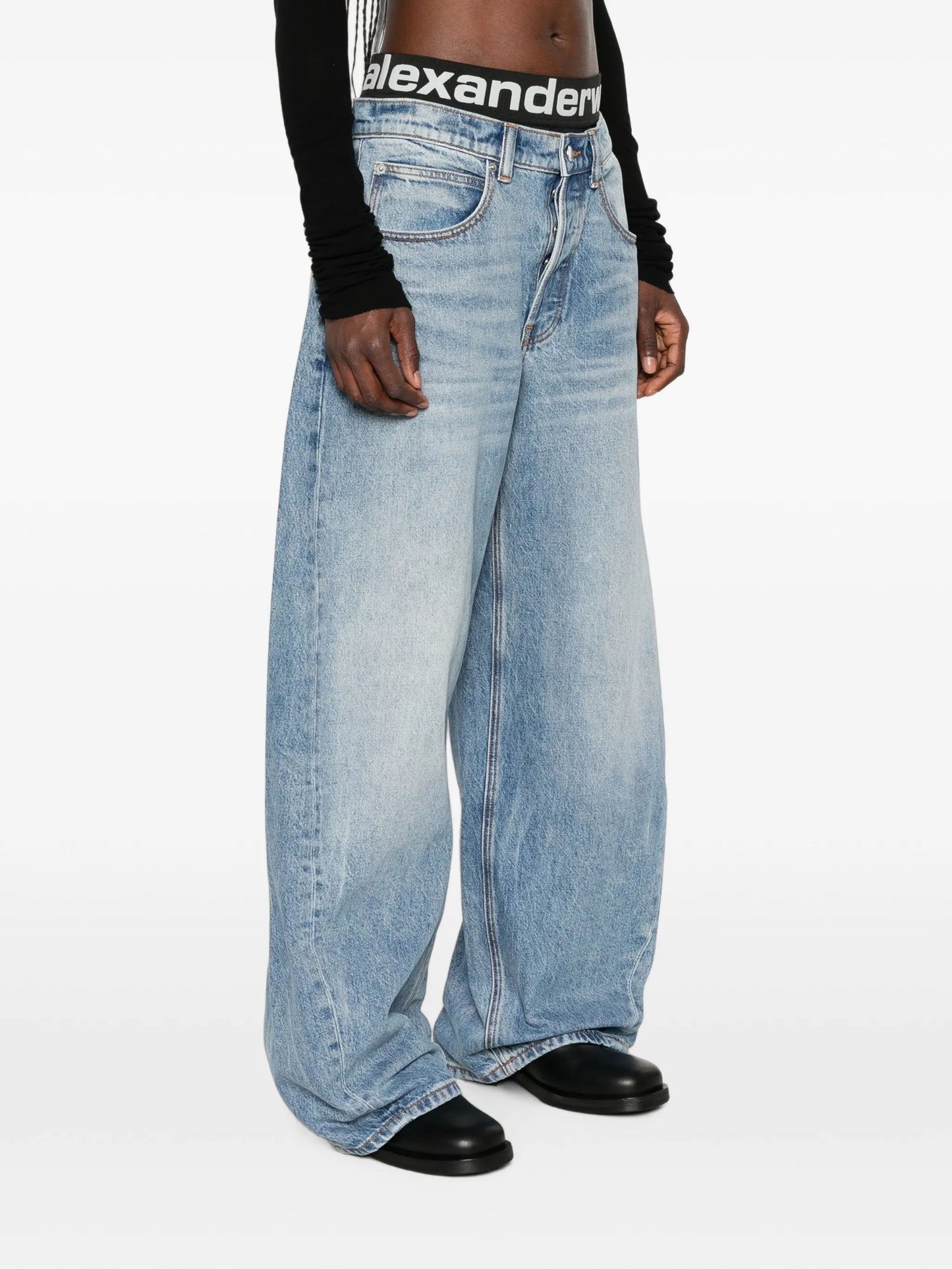 blow-up jeans with logo bike short waistband