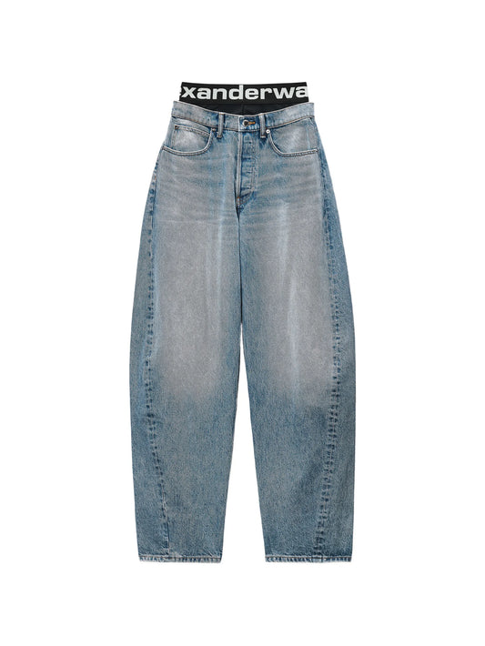 blow-up jeans with logo bike short waistband
