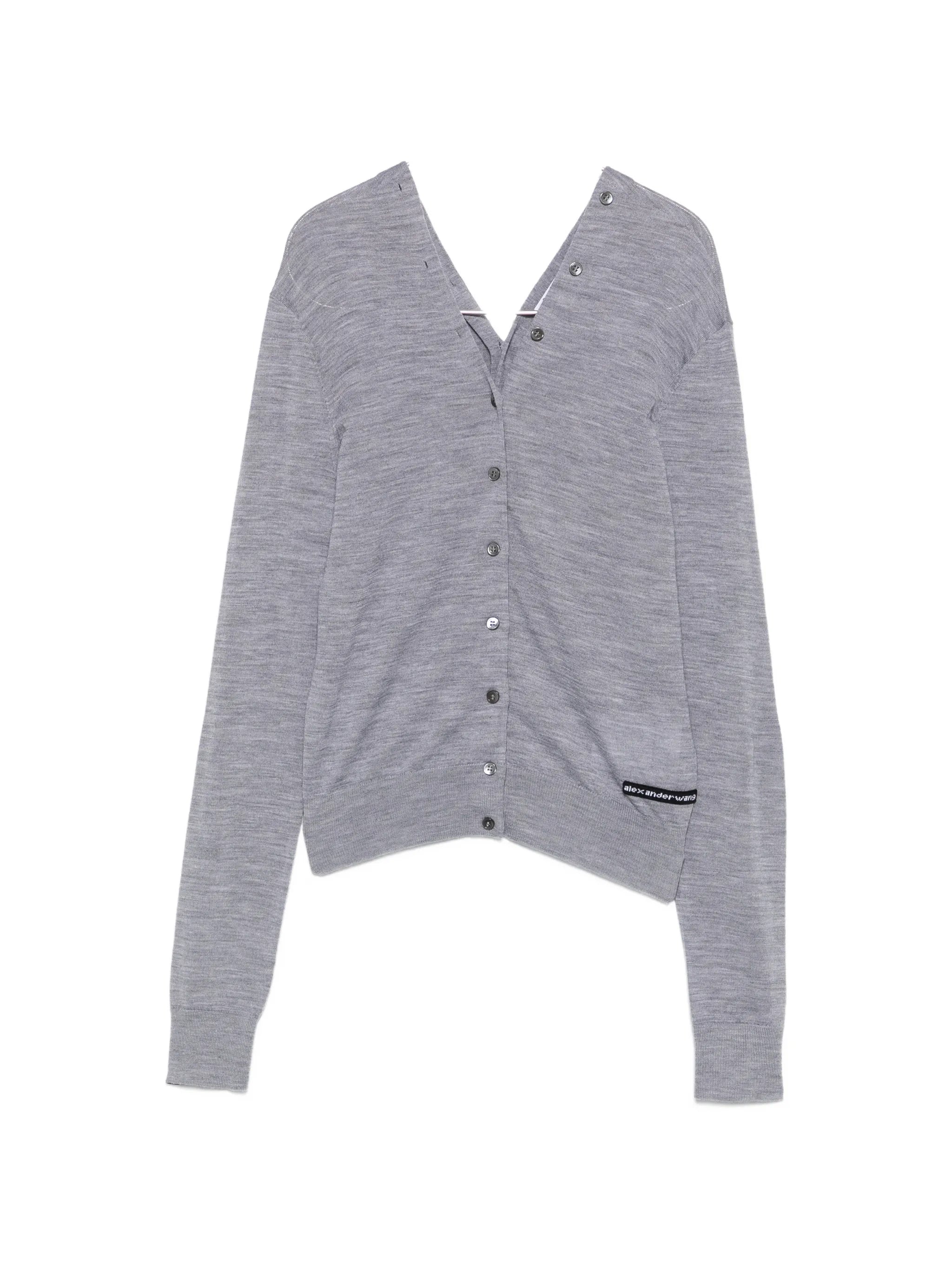 off-shoulder button-down cardigan