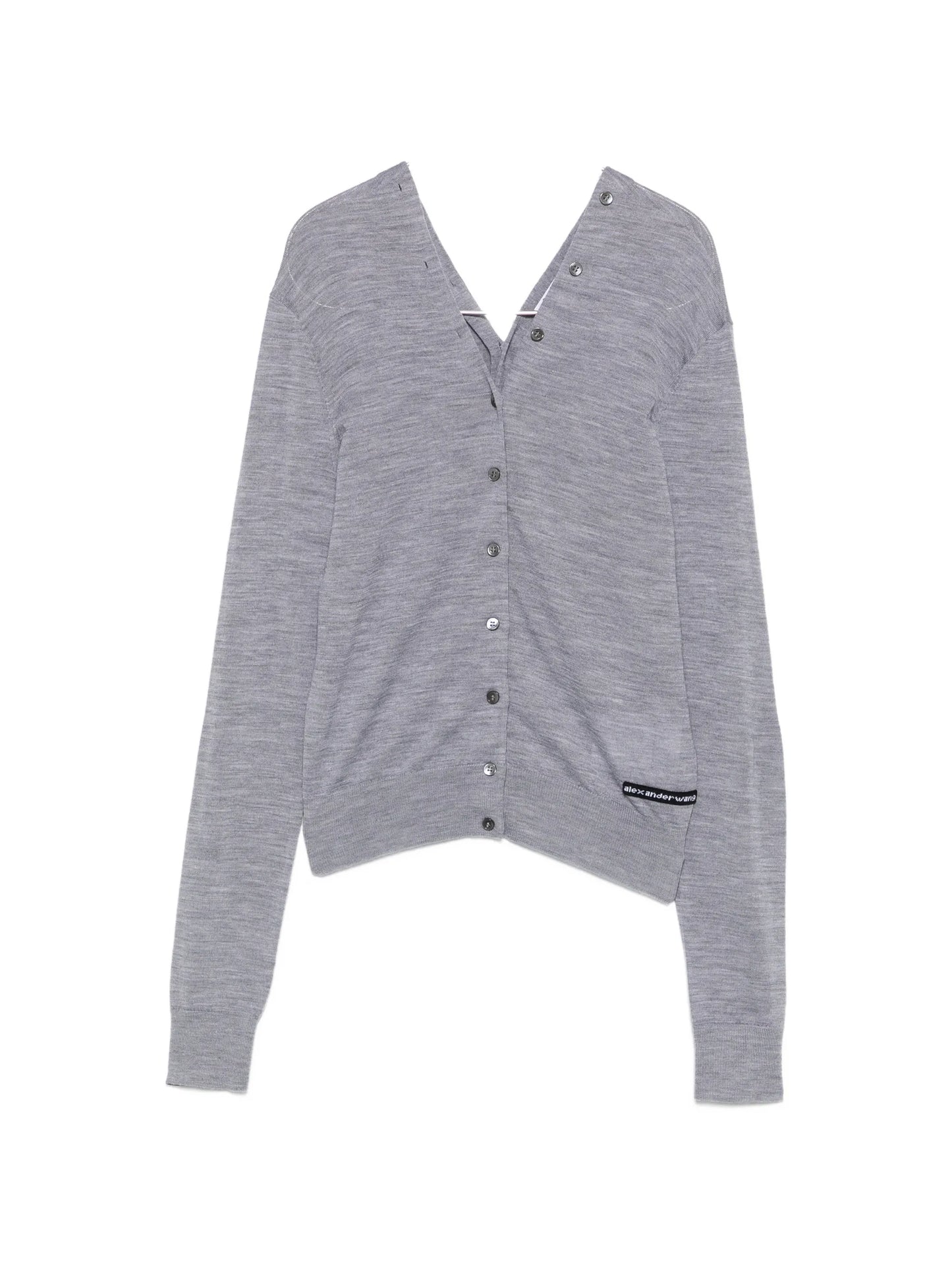 off-shoulder button-down cardigan