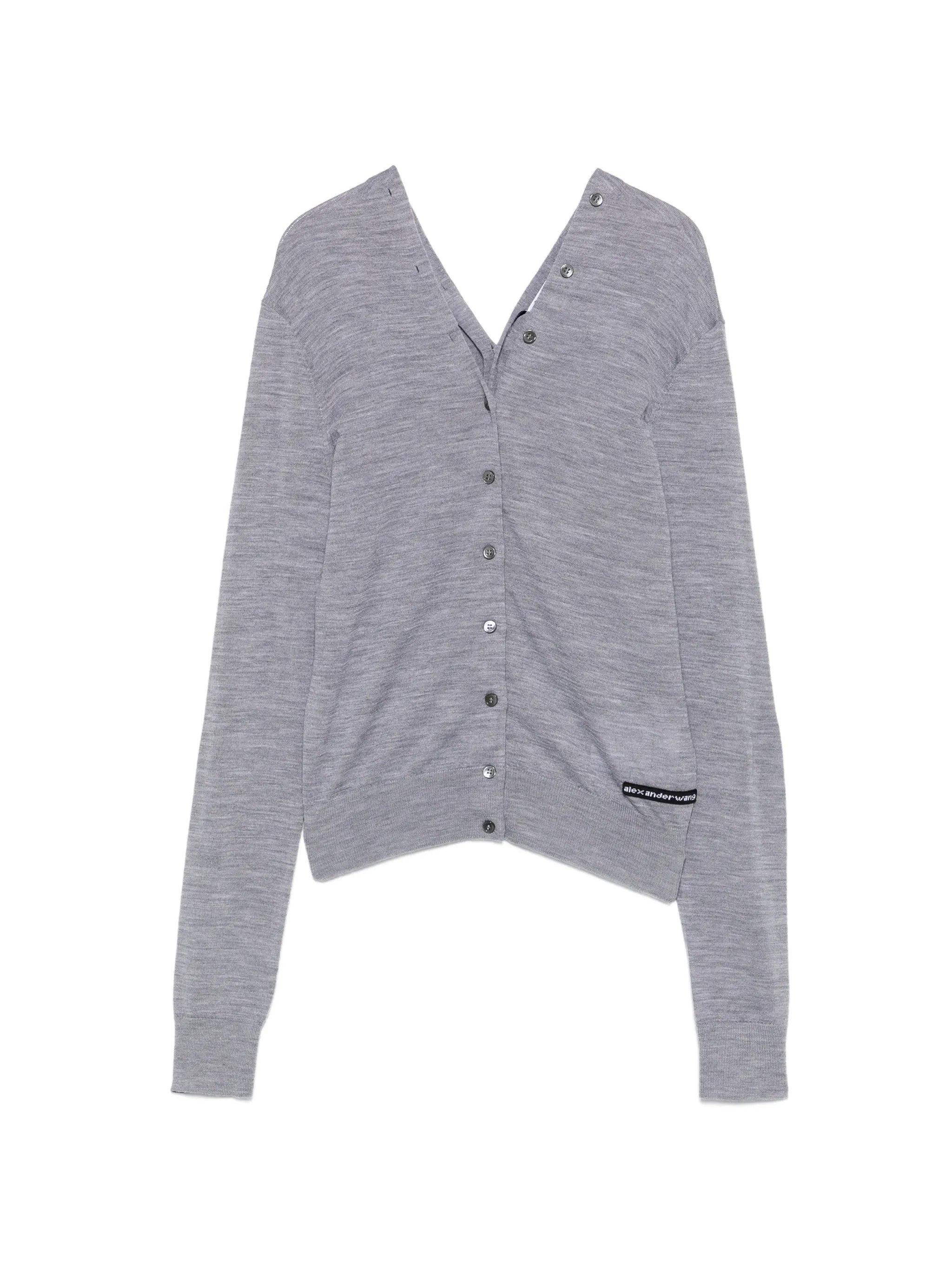 off-shoulder button-down cardigan