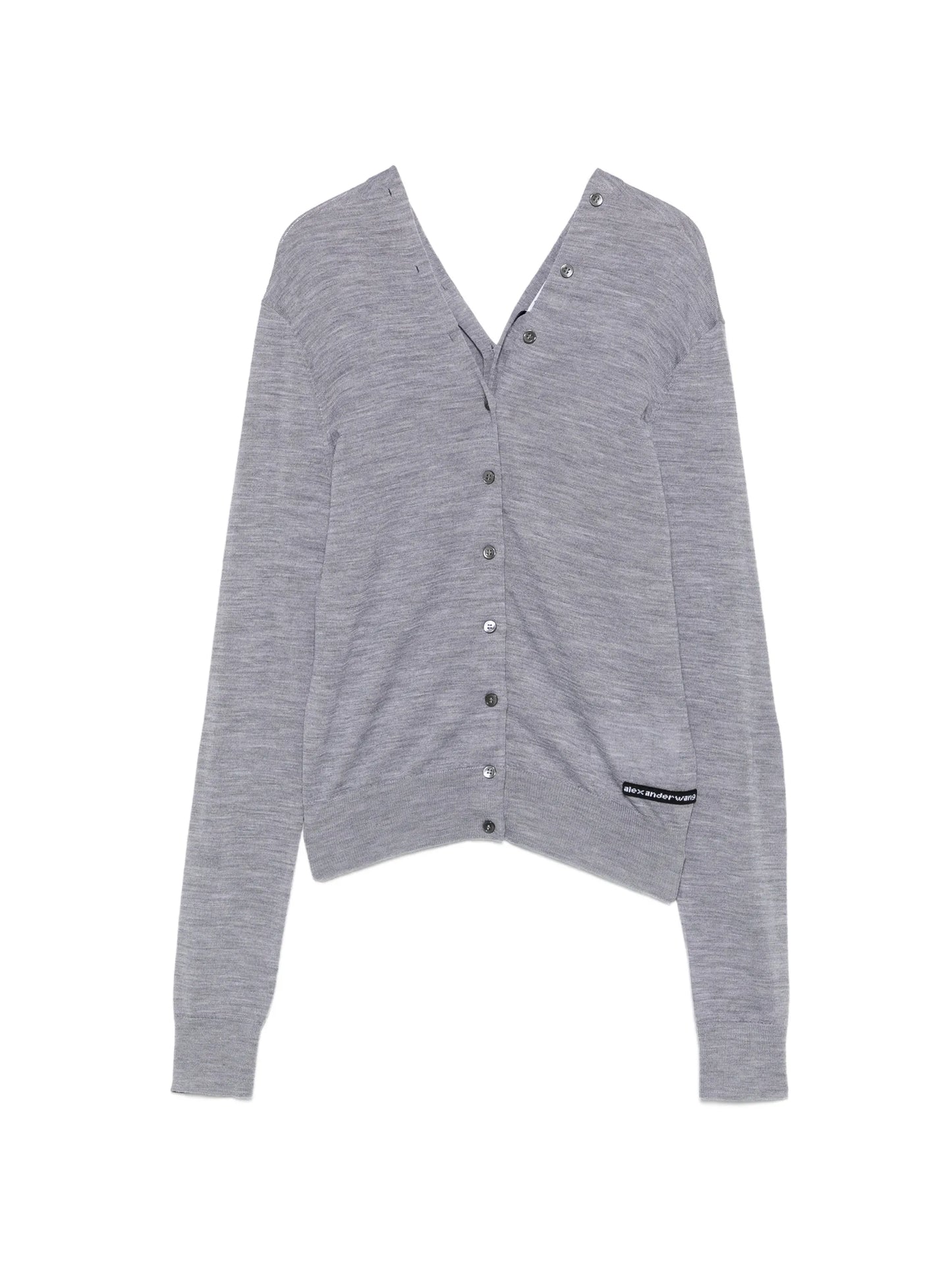 off-shoulder button-down cardigan