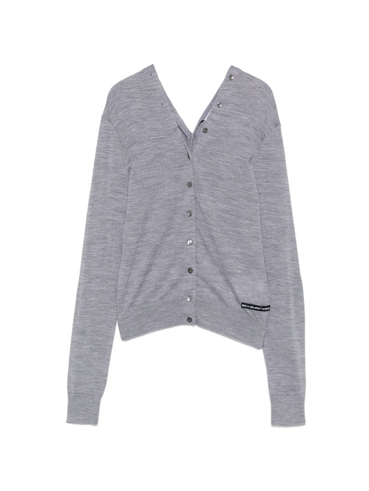 off-shoulder button-down cardigan