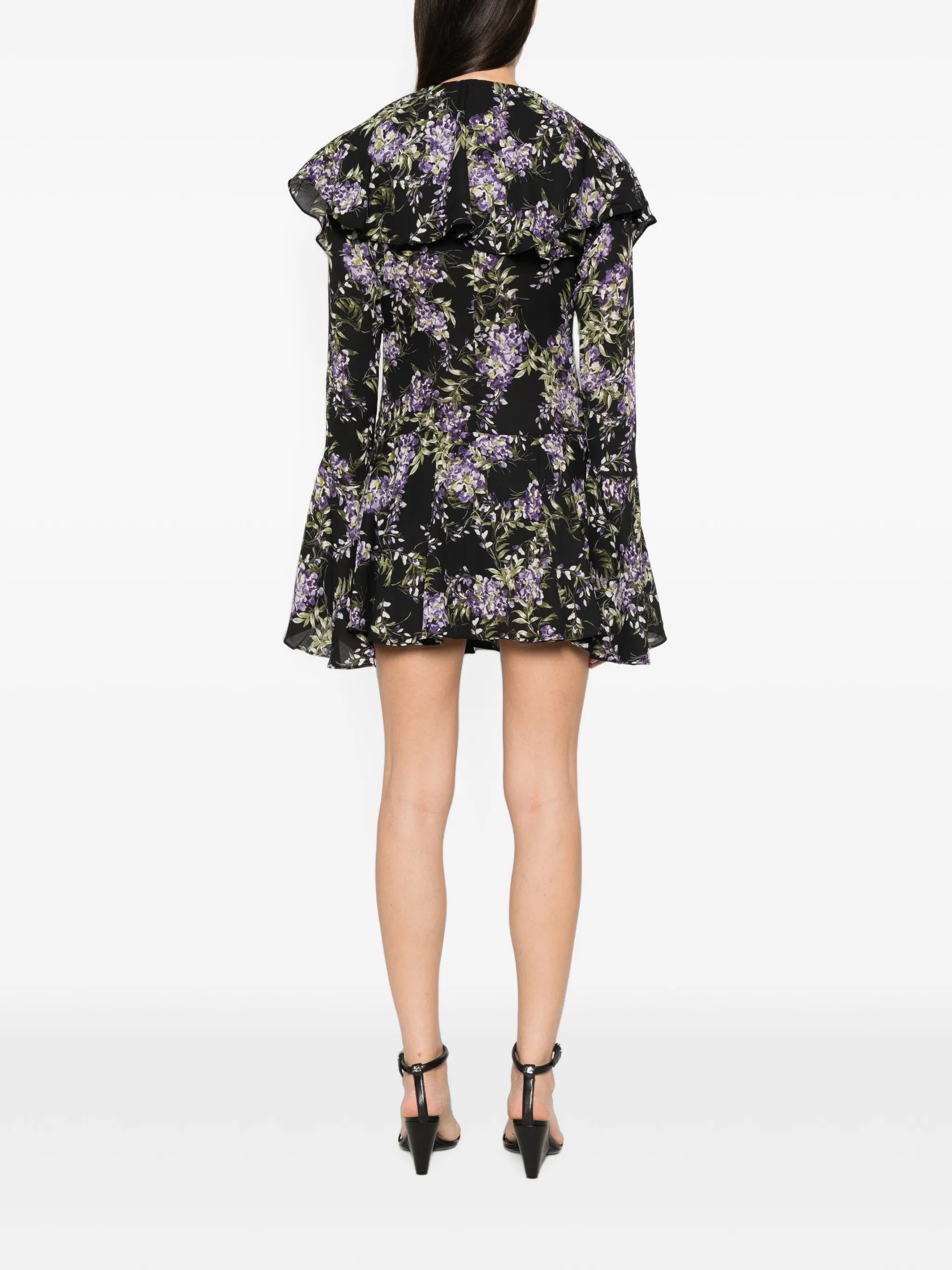 ruffled floral-print dress