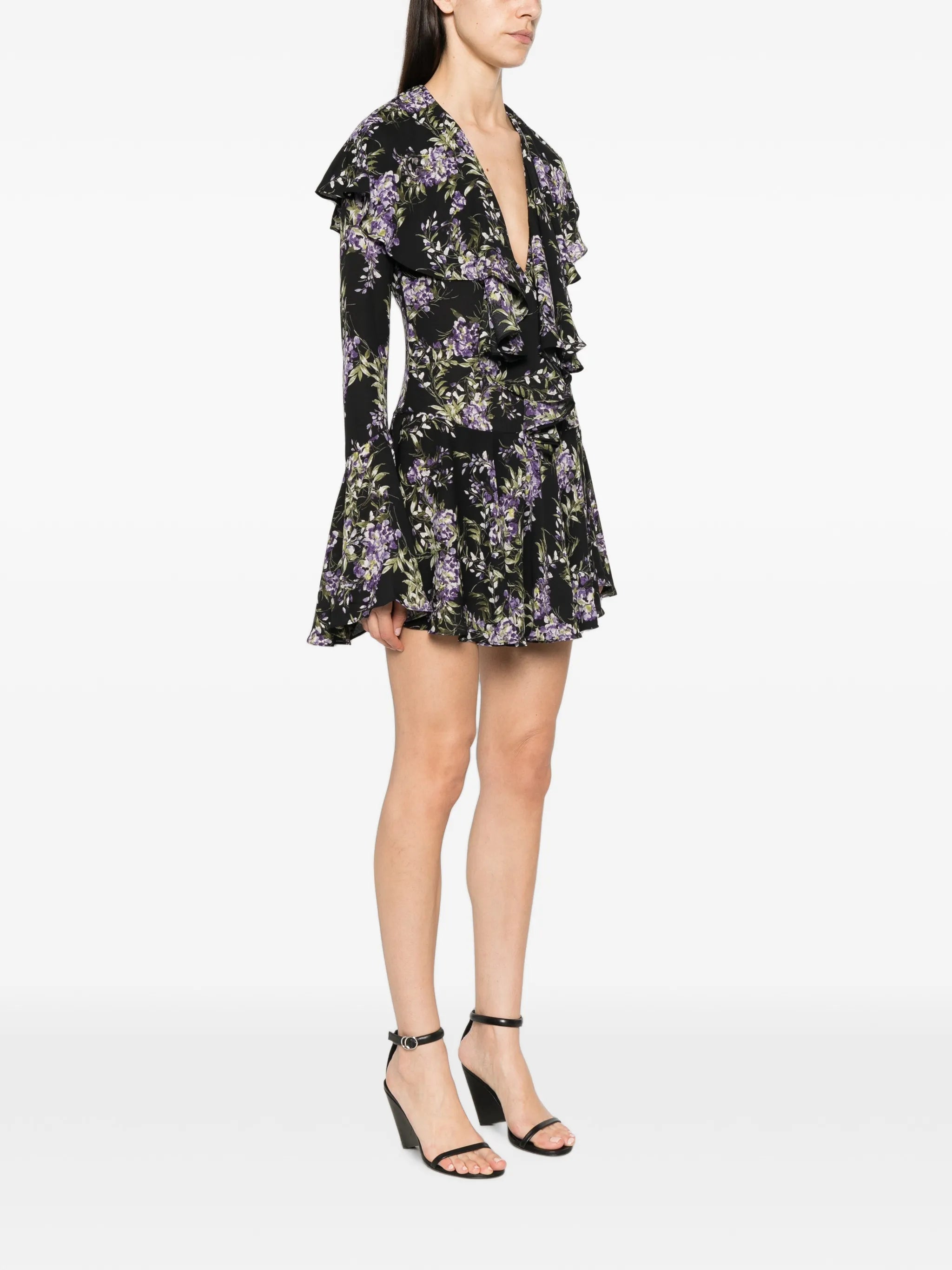 ruffled floral-print dress