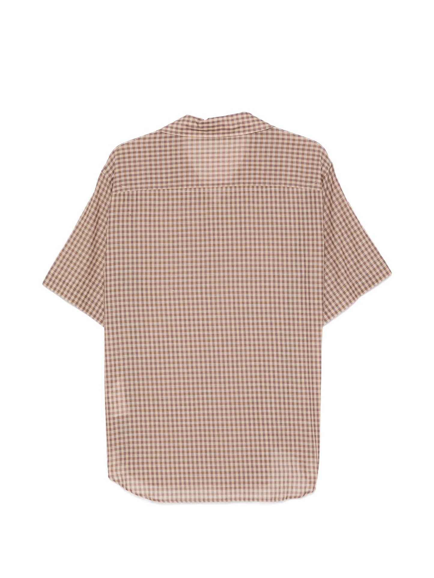 gingham-check short-sleeved shirt
