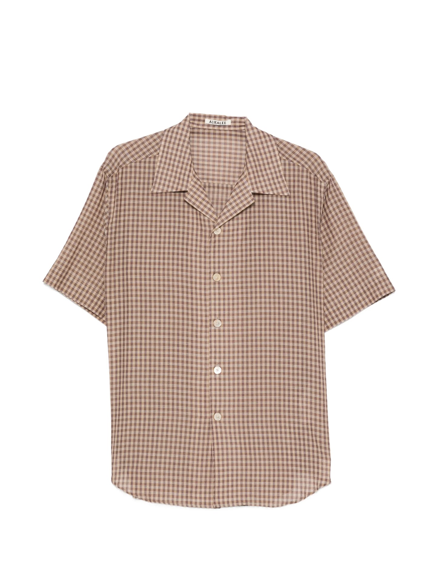 gingham-check short-sleeved shirt