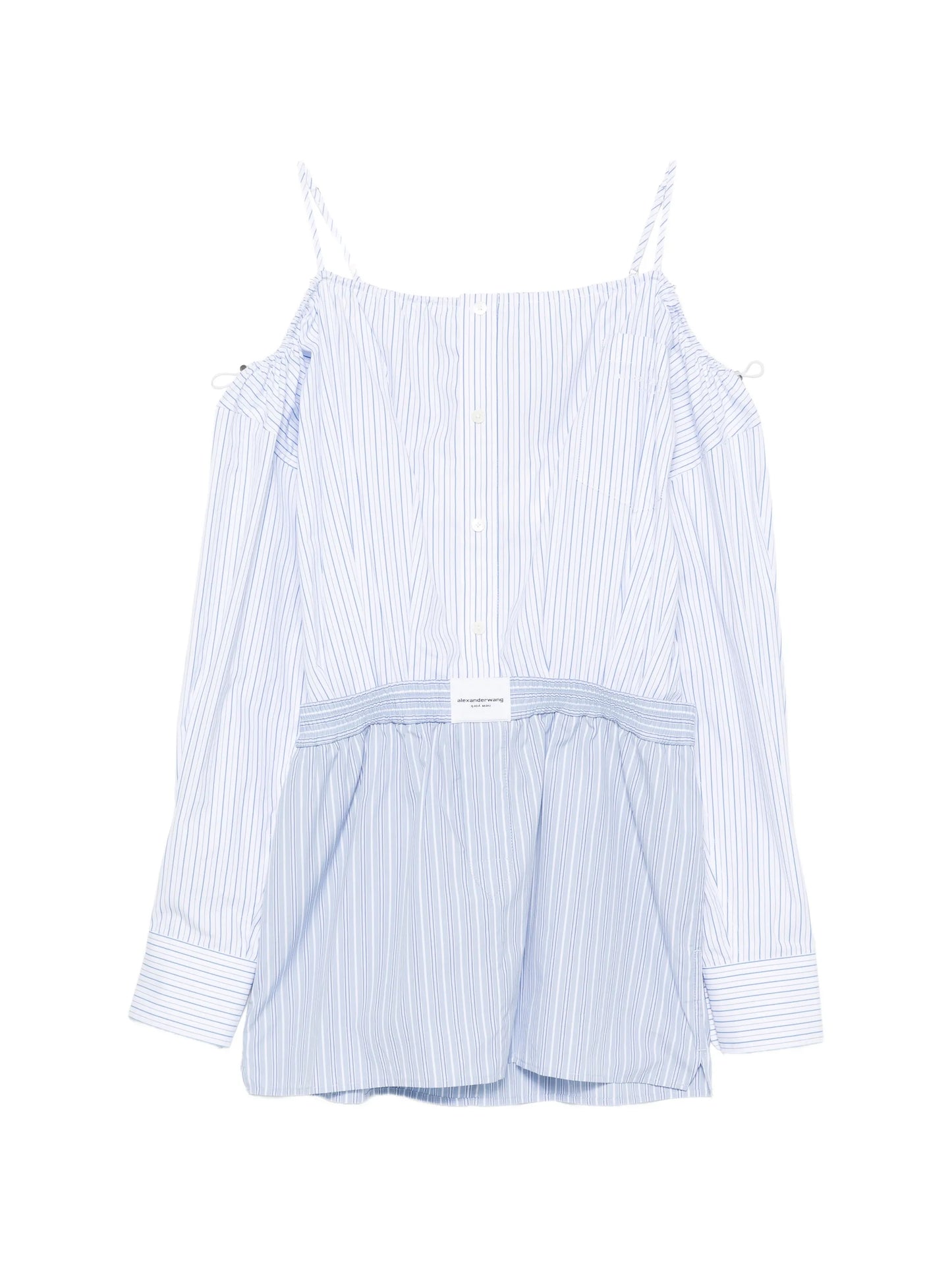 striped off-shoulder mini dress