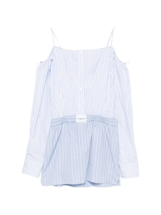 striped off-shoulder mini dress