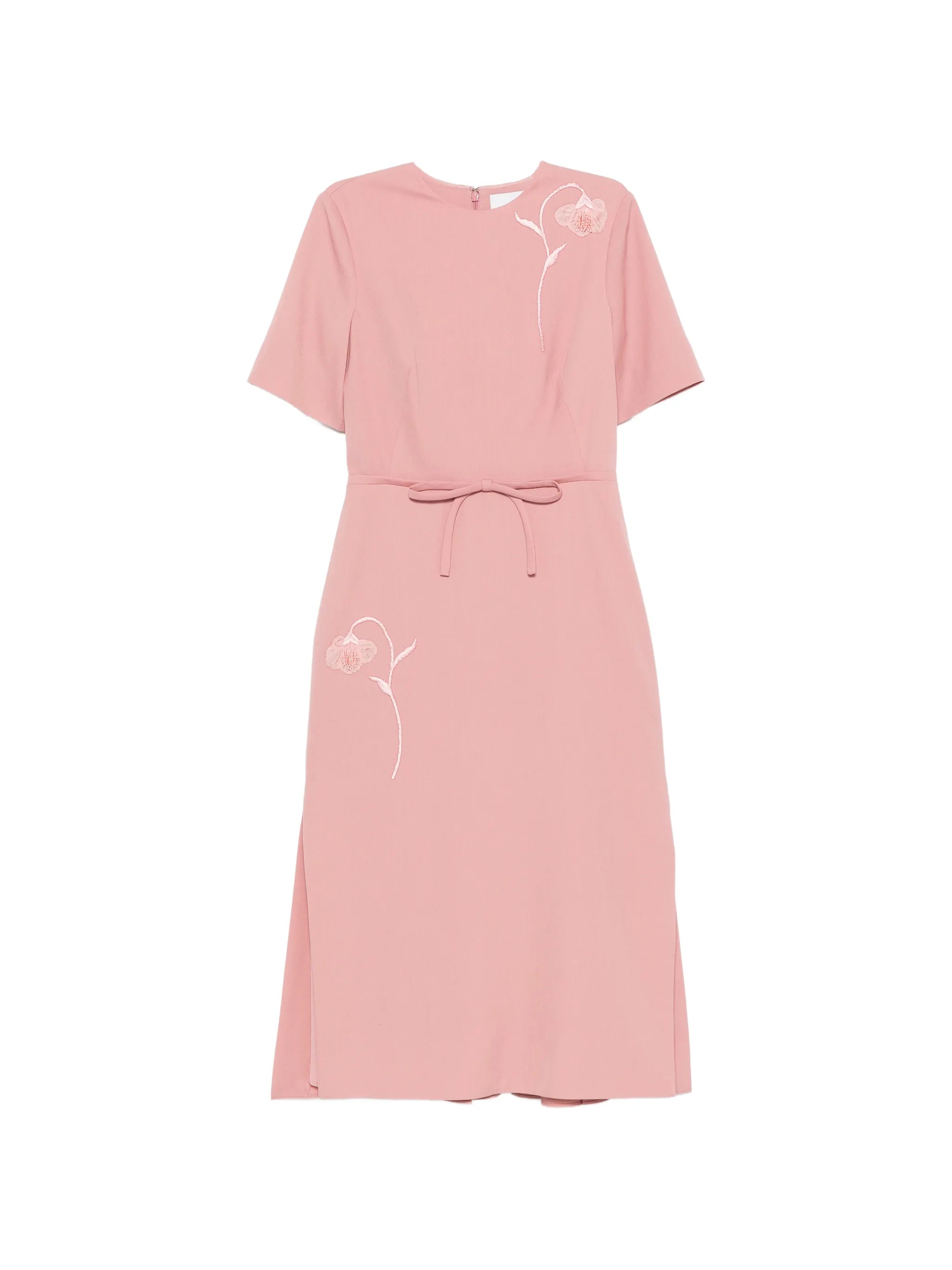embroidered pleated midi dress