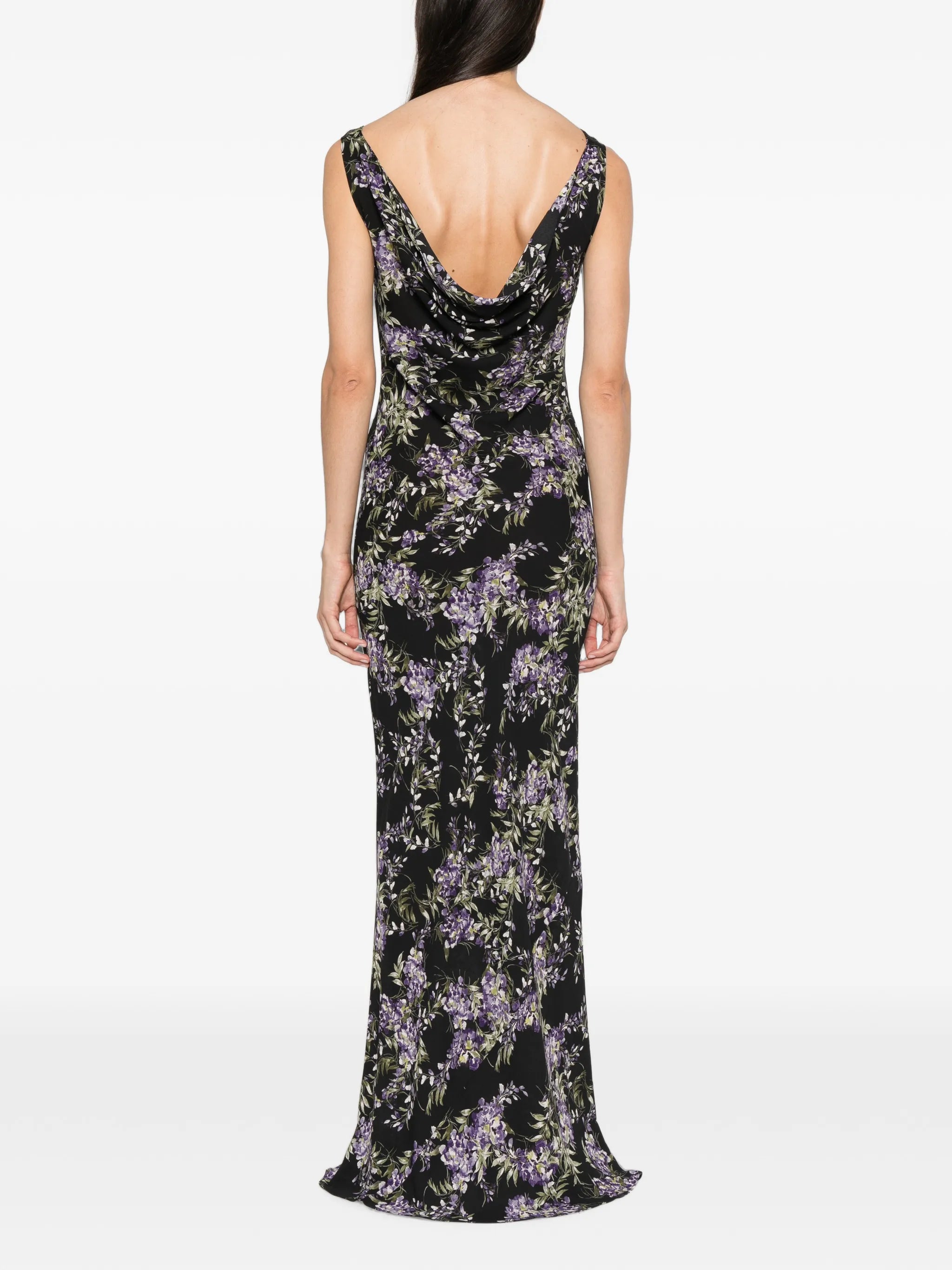 floral-print cowl-neck dress